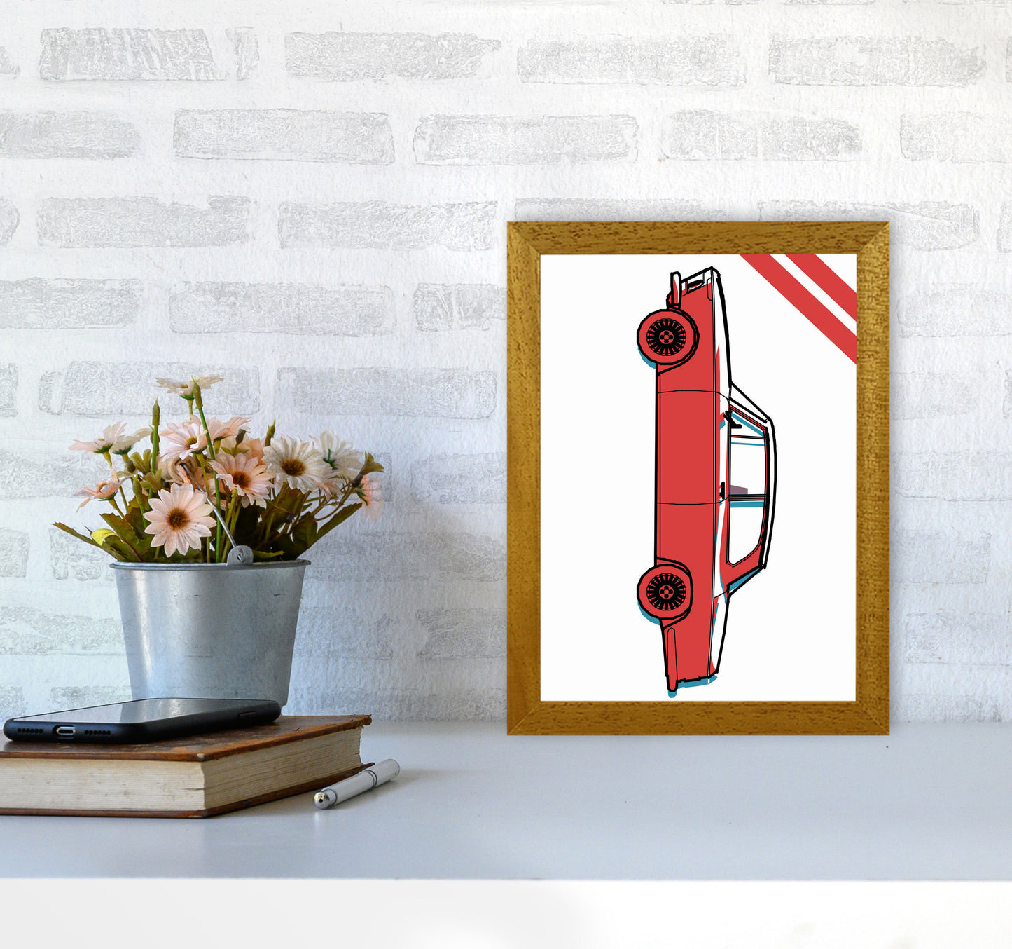 Red Car Art Print by Jason Stanley A4 Print Only