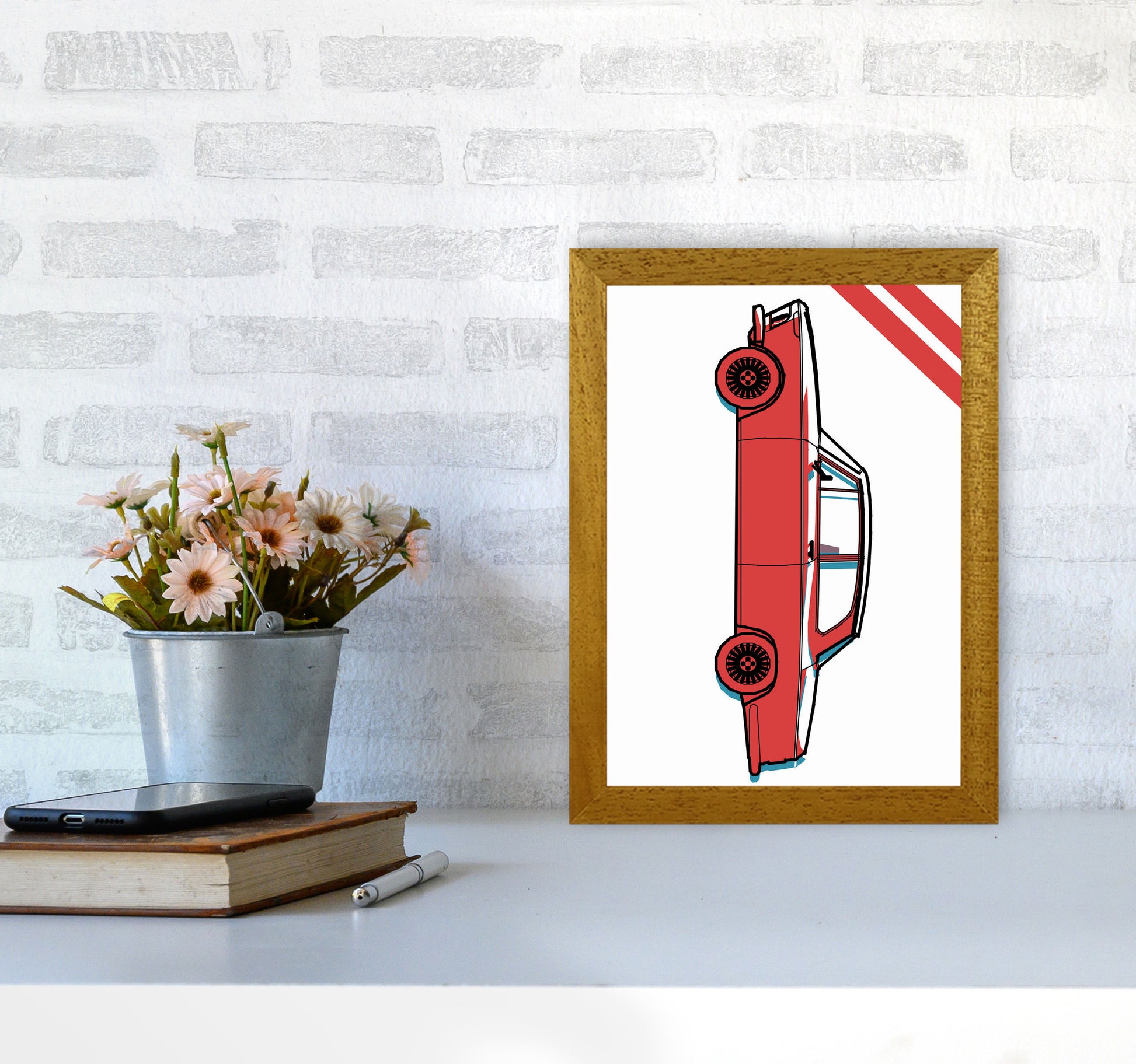 Red Car Art Print by Jason Stanley A4 Print Only