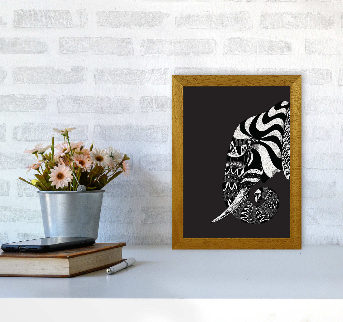 Ornate Elephant Art Print by Jason Stanley A4 Print Only