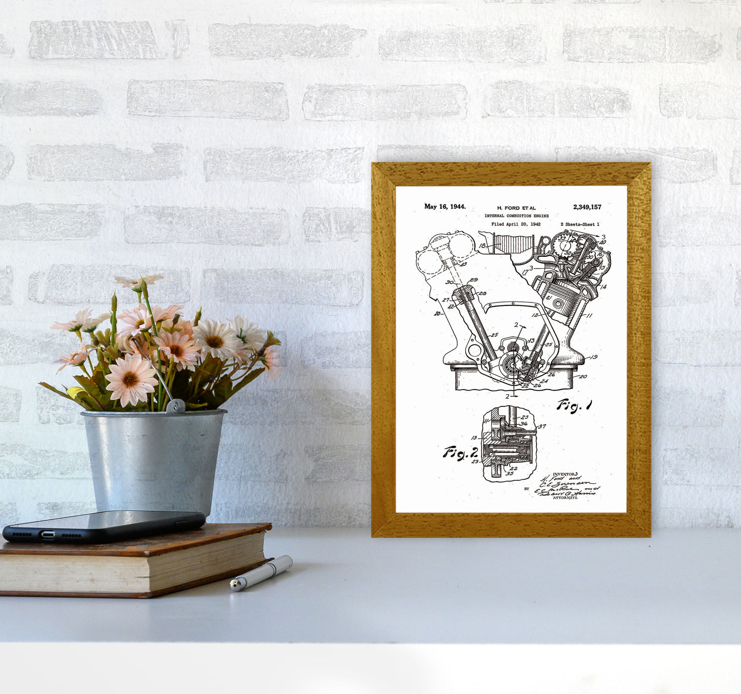 Ford Internal Combustion Engine Patent Art Print by Jason Stanley A4 Print Only
