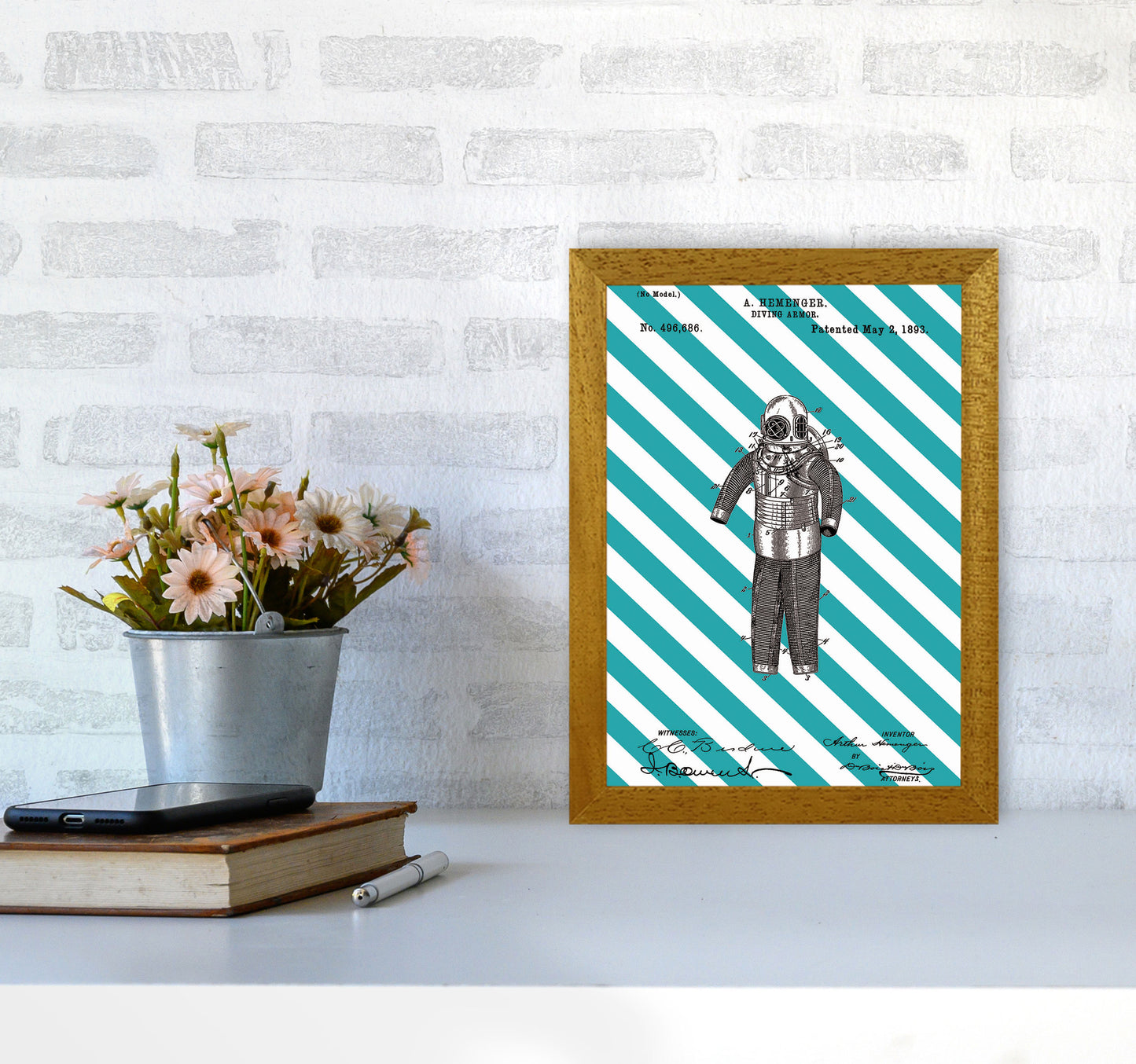 Diving Armor Patent Side Stripe Art Print by Jason Stanley A4 Print Only