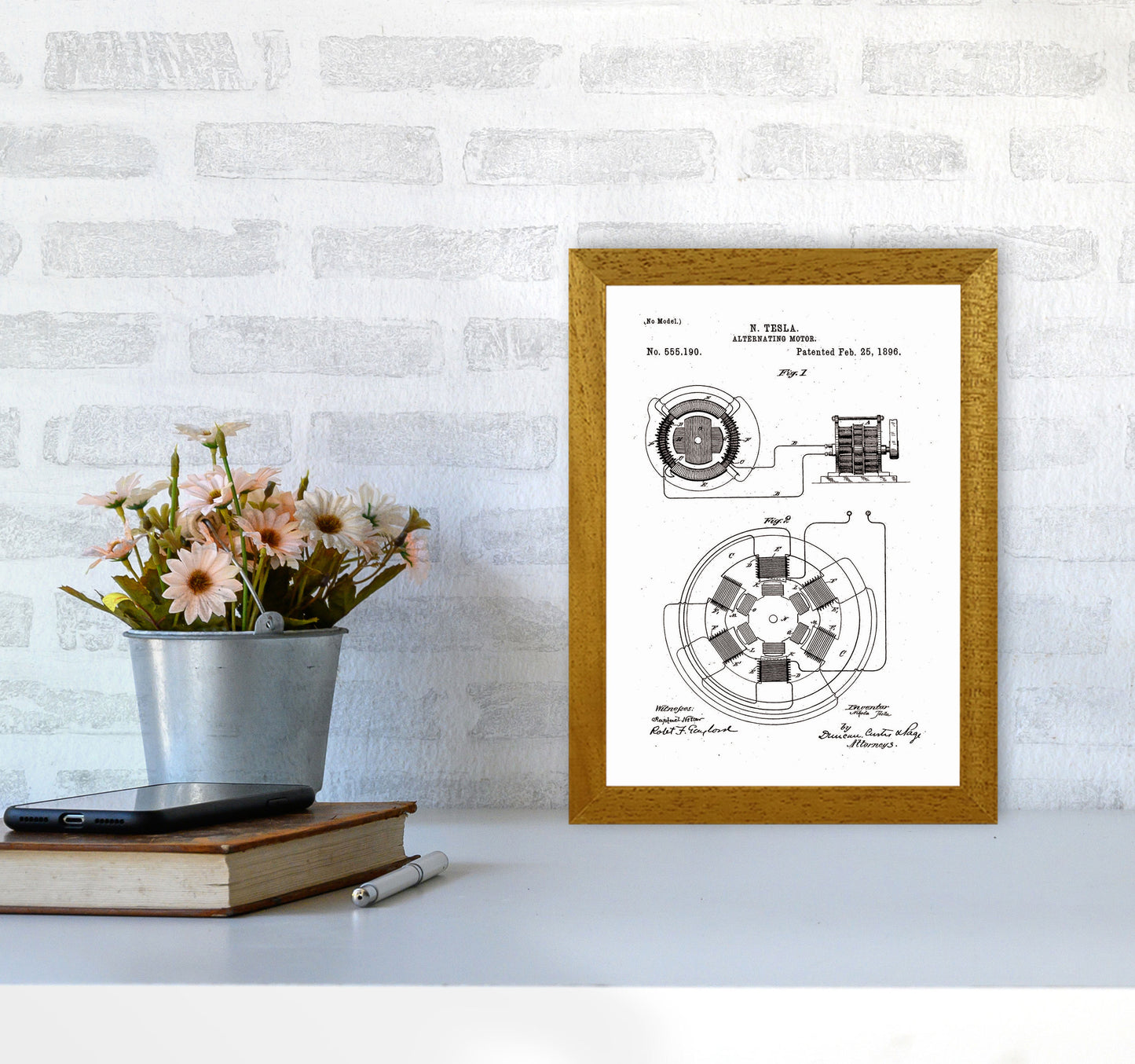 Tesla Alternating Motor Patent Art Print by Jason Stanley A4 Print Only