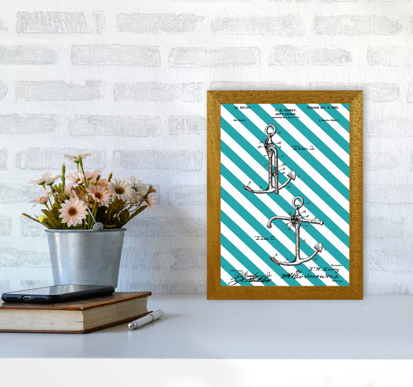 Anchor Patent Side Stripe Art Print by Jason Stanley A4 Print Only
