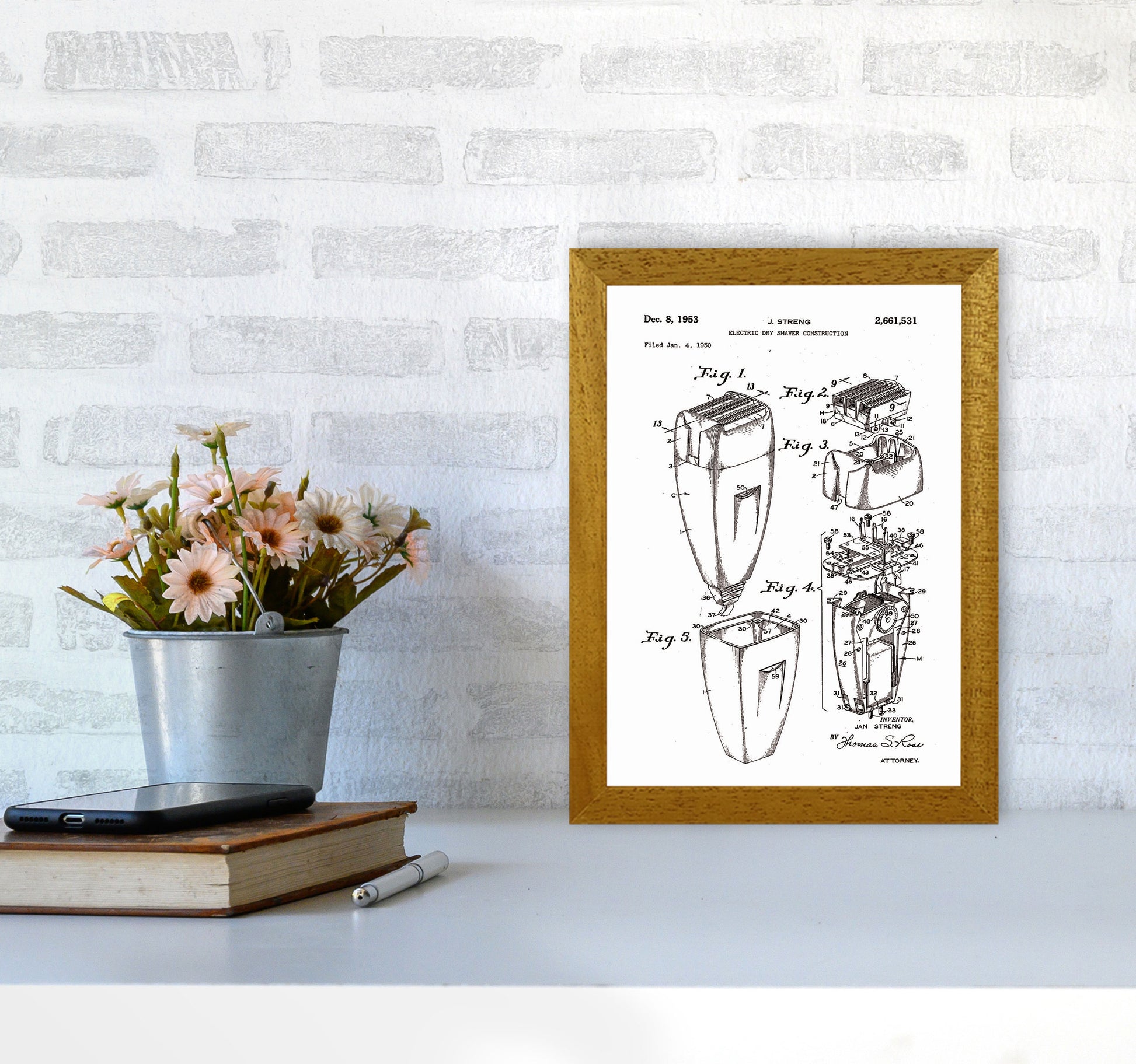 Electric Razor Patent Art Print by Jason Stanley A4 Print Only