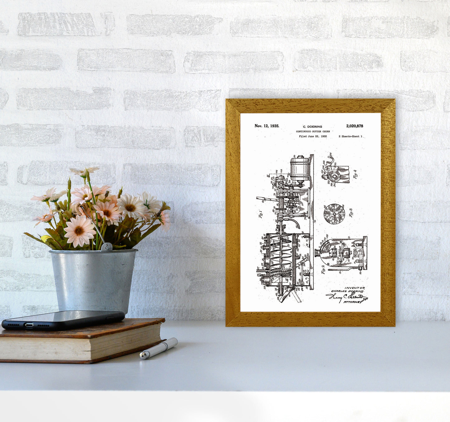 Butter Churn Patent Art Print by Jason Stanley A4 Print Only