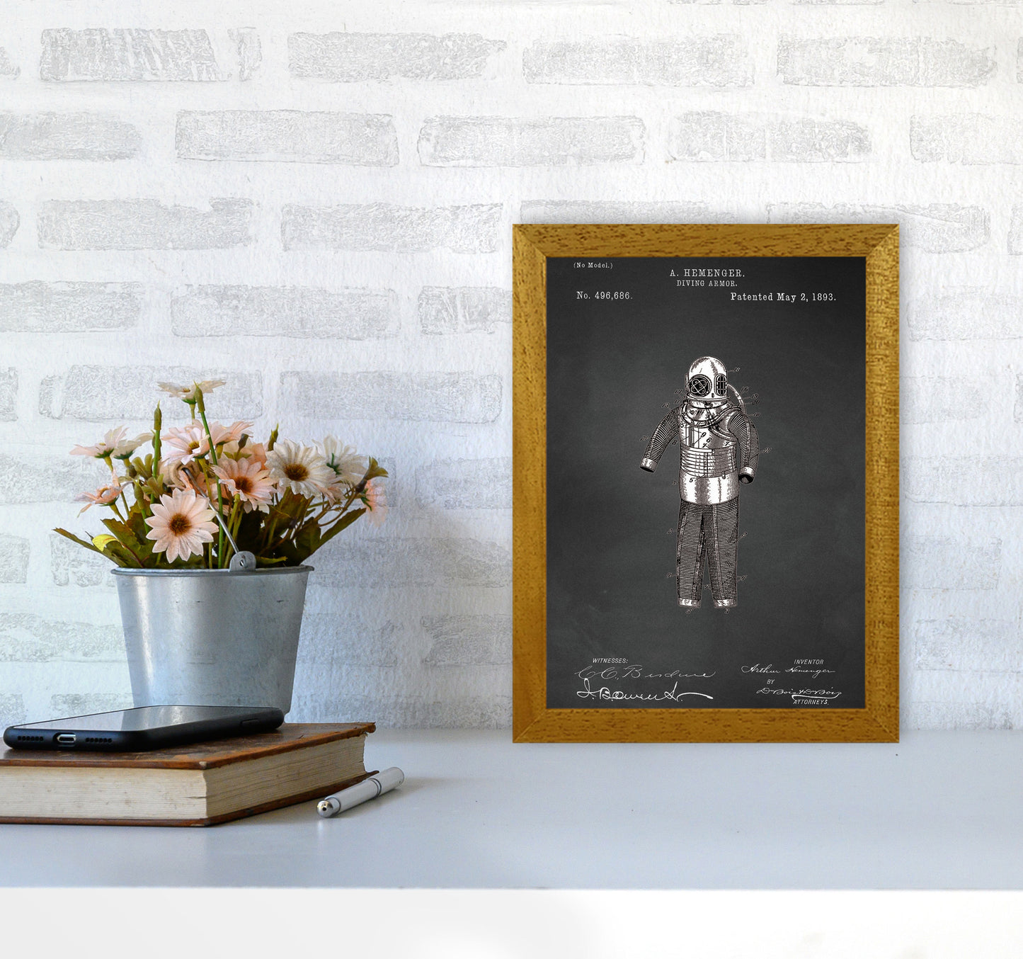 Diving Armor Patent Art Print by Jason Stanley A4 Print Only
