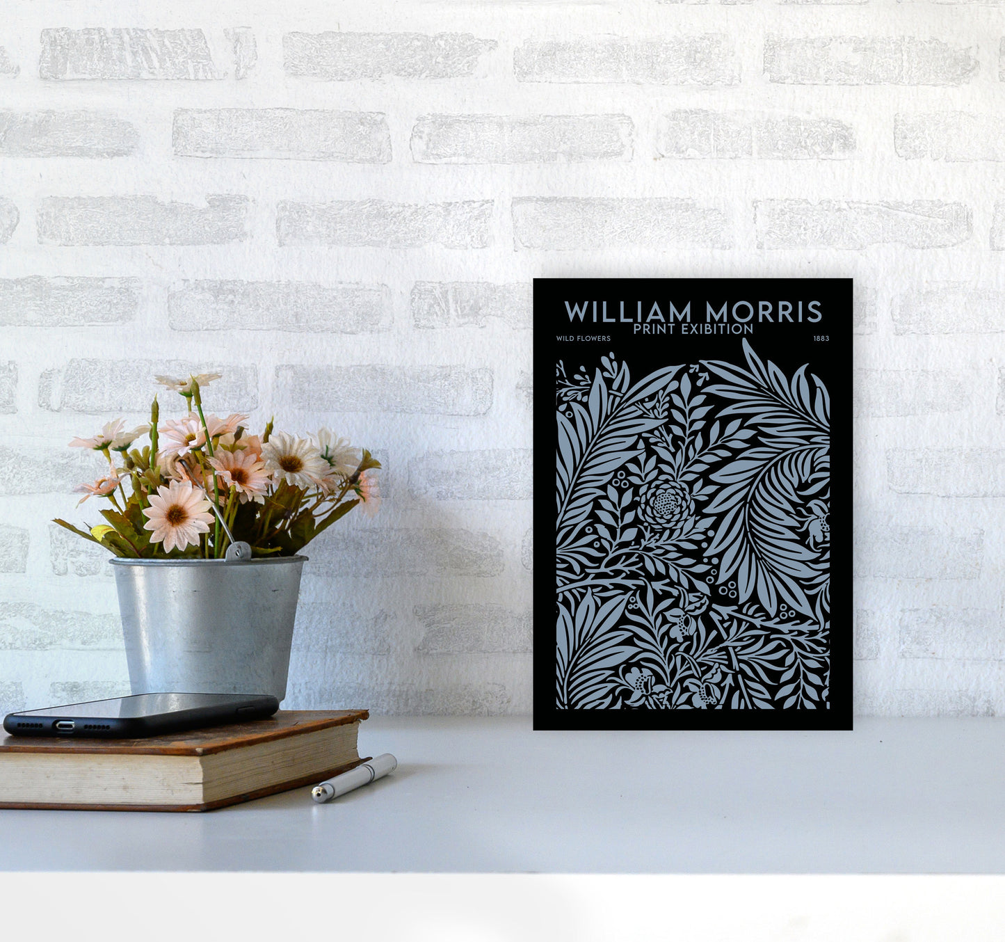 William Morris Print Exibition Black Art Print by Jason Stanley A4 Black Frame