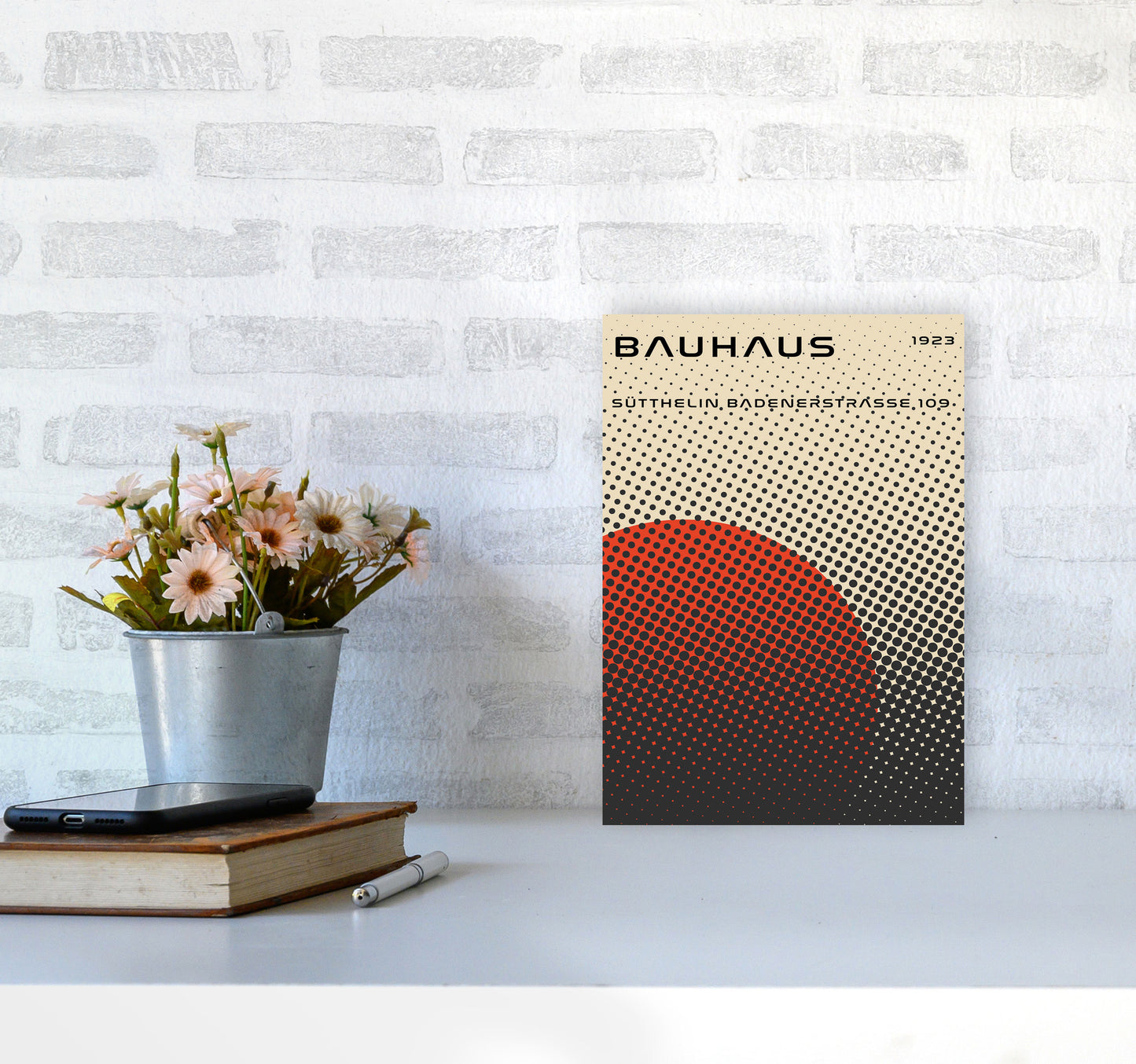 Bauhaus Geometric Red Vibe Art Print by Jason Stanley A4 Black Frame
