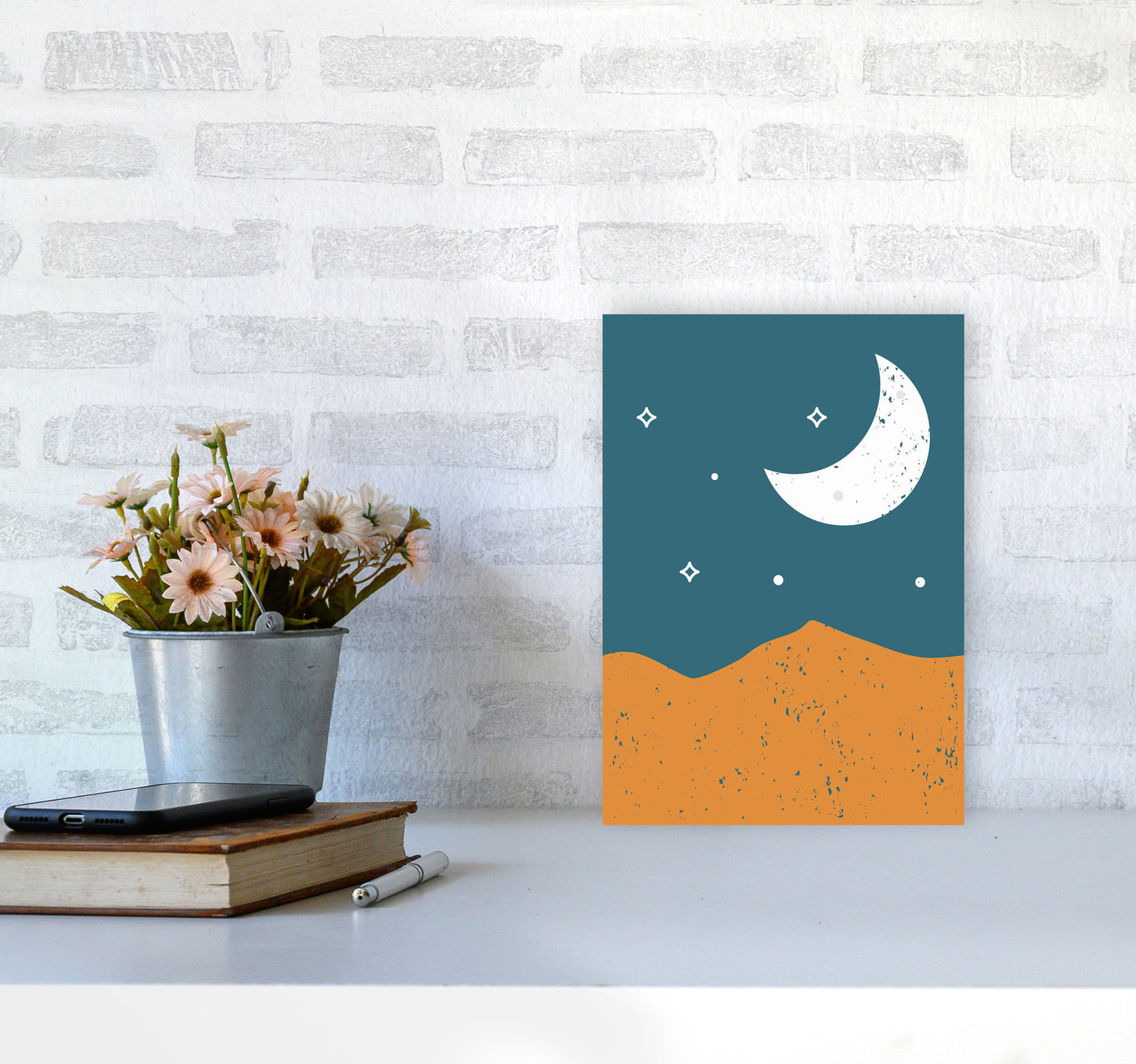 Moonrise Over The Mountain Art Print by Jason Stanley A4 Black Frame