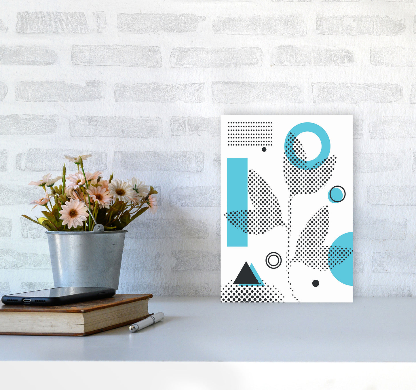 Abstract Halftone Shapes 3 Art Print by Jason Stanley A4 Black Frame