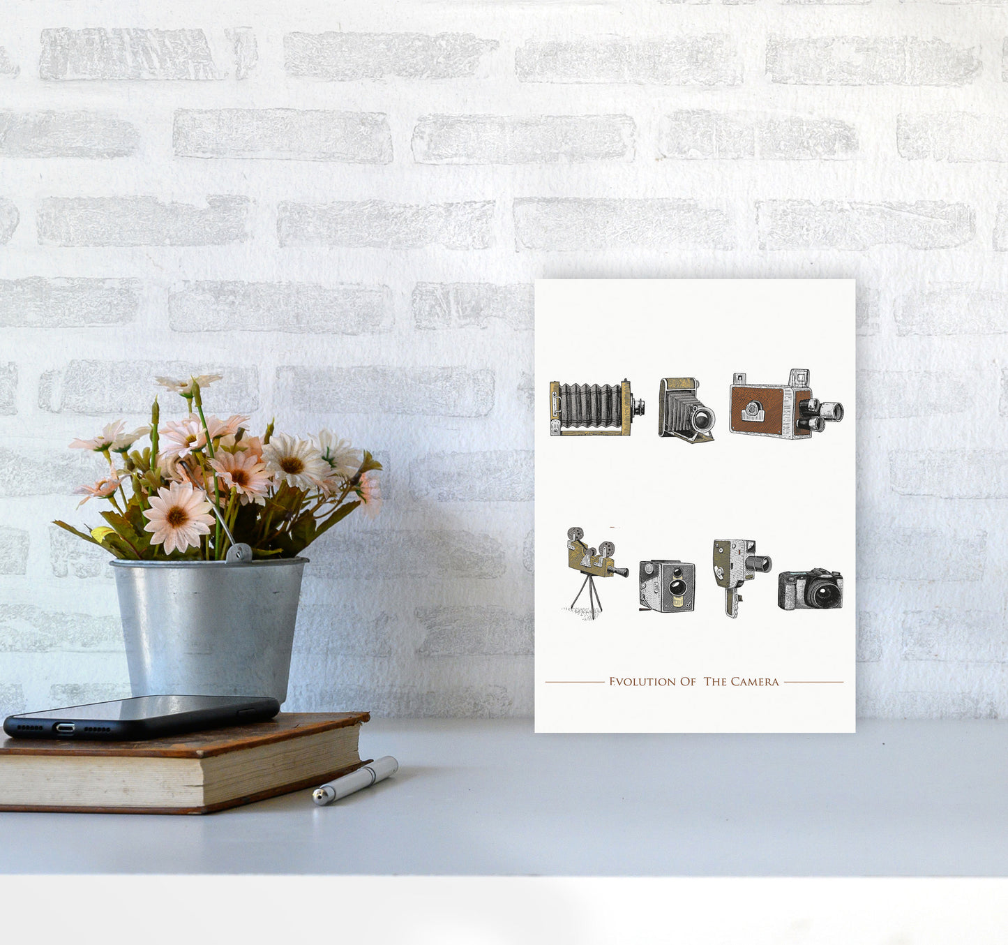 Evolution Of The Camera Art Print by Jason Stanley A4 Black Frame