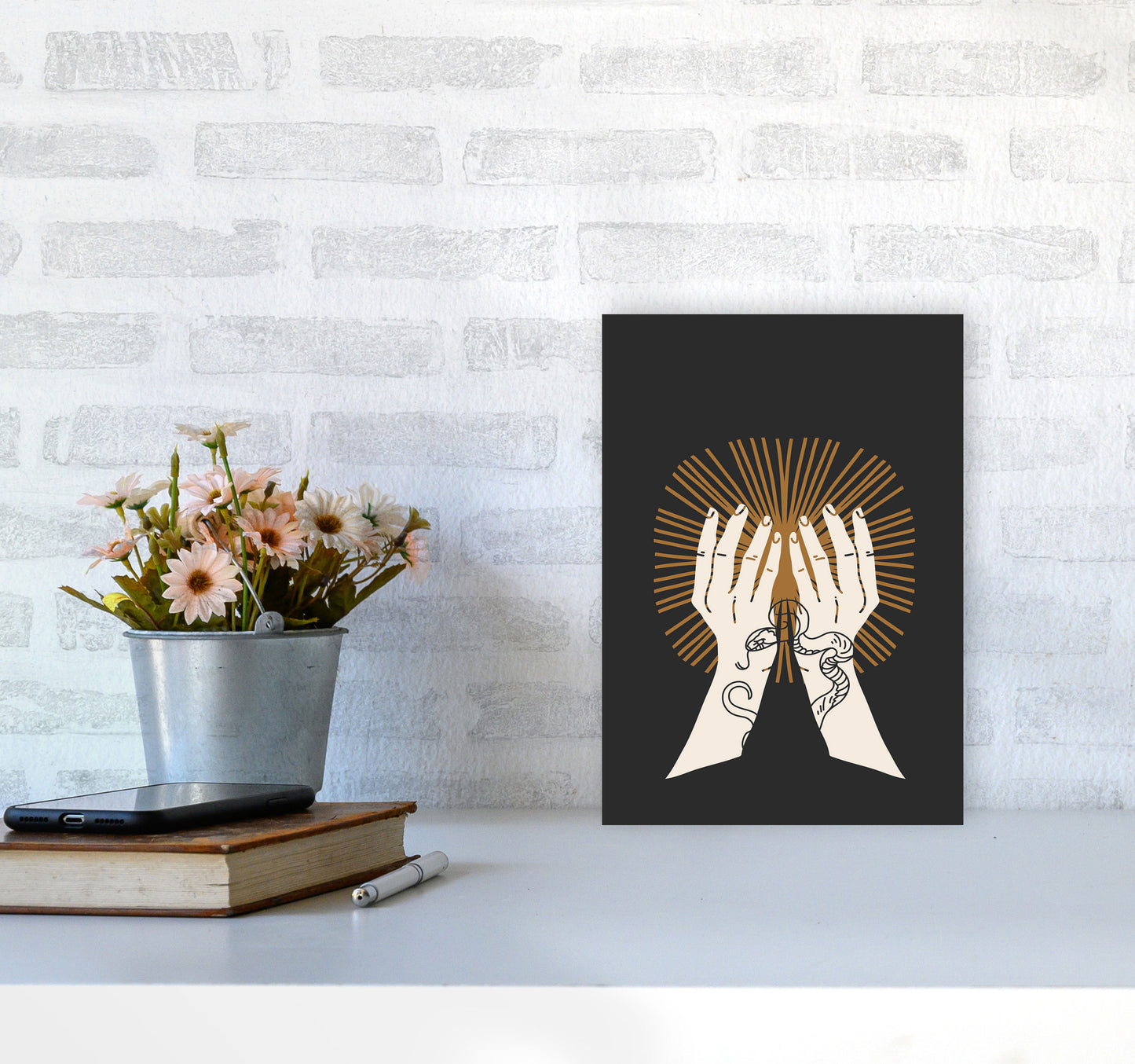 Hand Drawn Spiritual Art Print by Jason Stanley A4 Black Frame