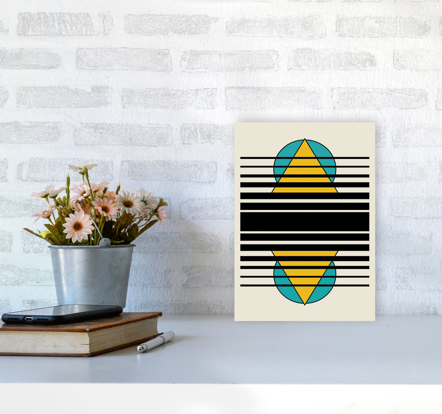 Geometric Suns. IIII Art Print by Jason Stanley A4 Black Frame