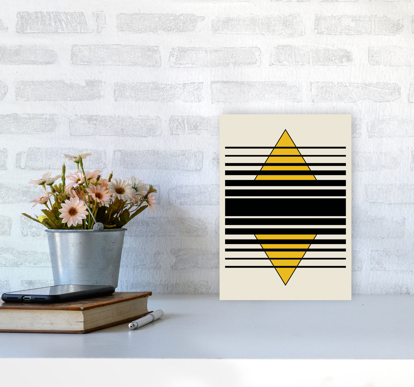 Geometric Pyramid Art Print by Jason Stanley A4 Black Frame
