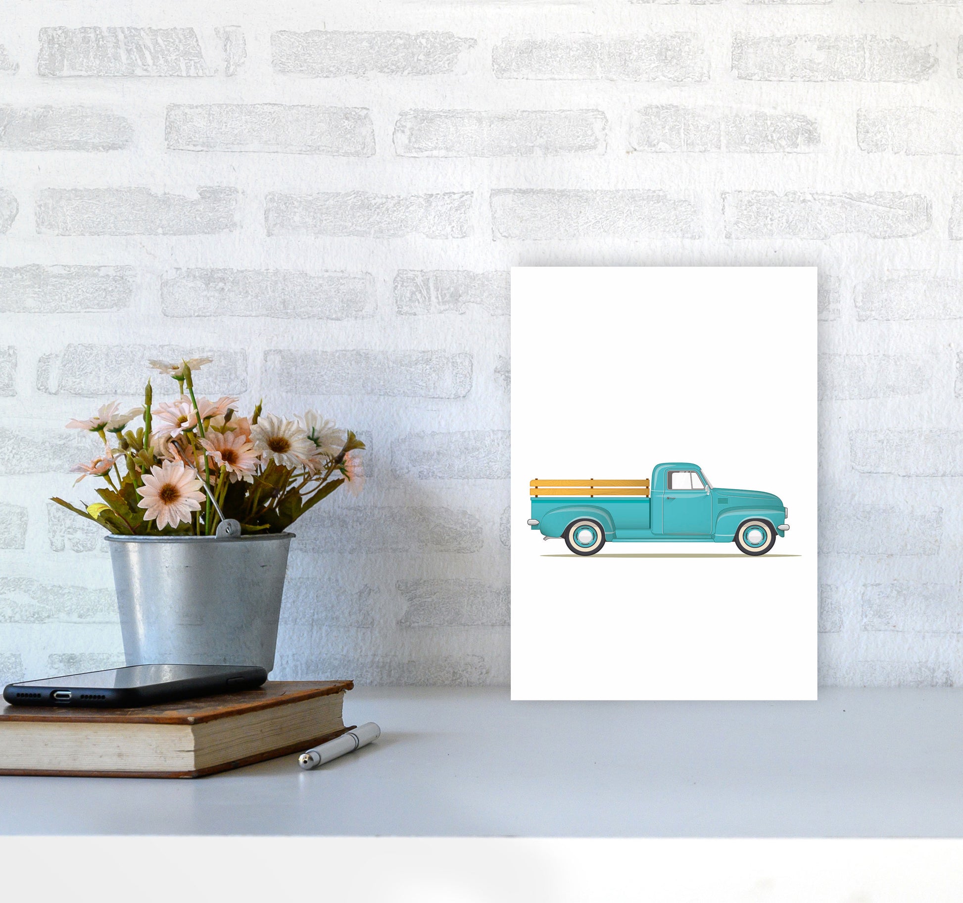 Old Trusty Pickup Art Print by Jason Stanley A4 Black Frame