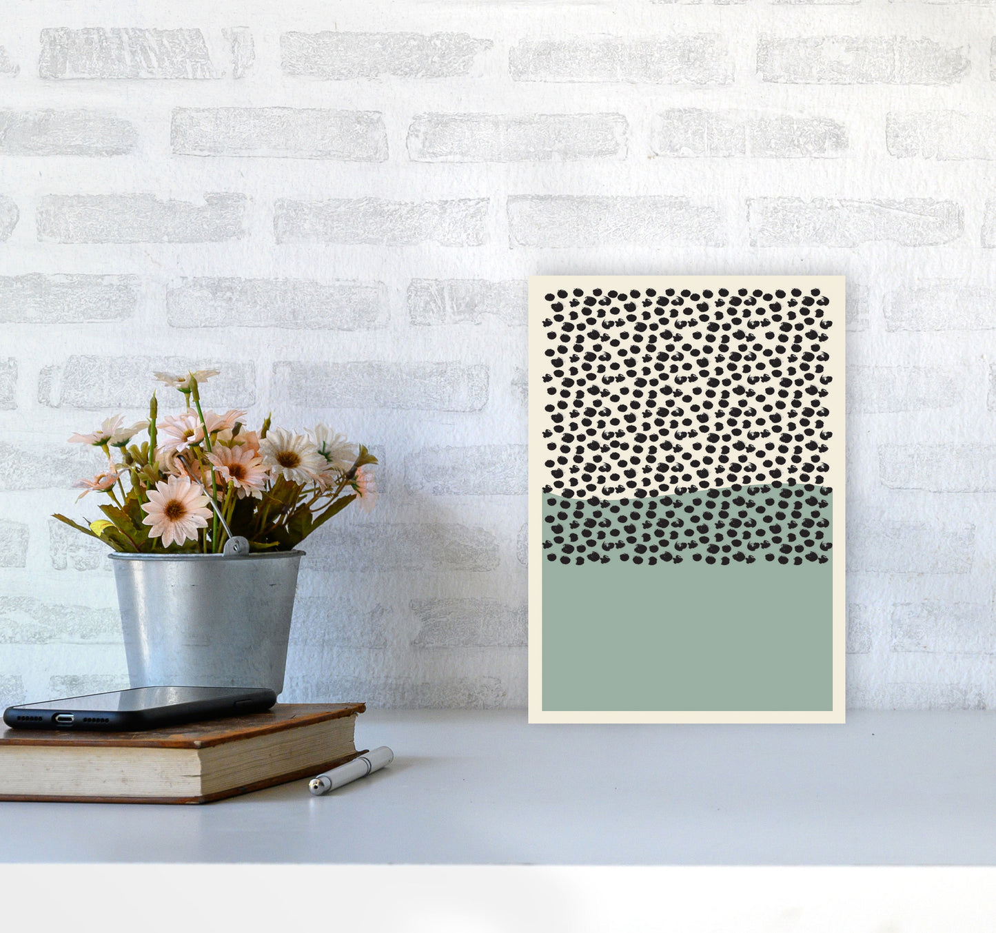 Green Midcentury Art Print by Jason Stanley A4 Black Frame