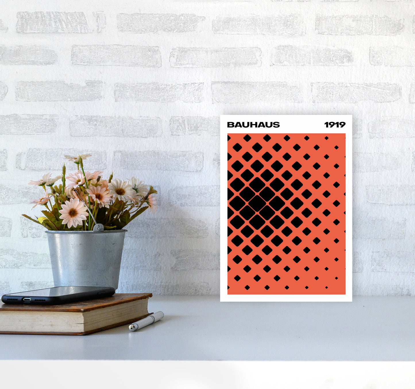 Bauhaus 1919 Red Art Print by Jason Stanley A4 Black Frame