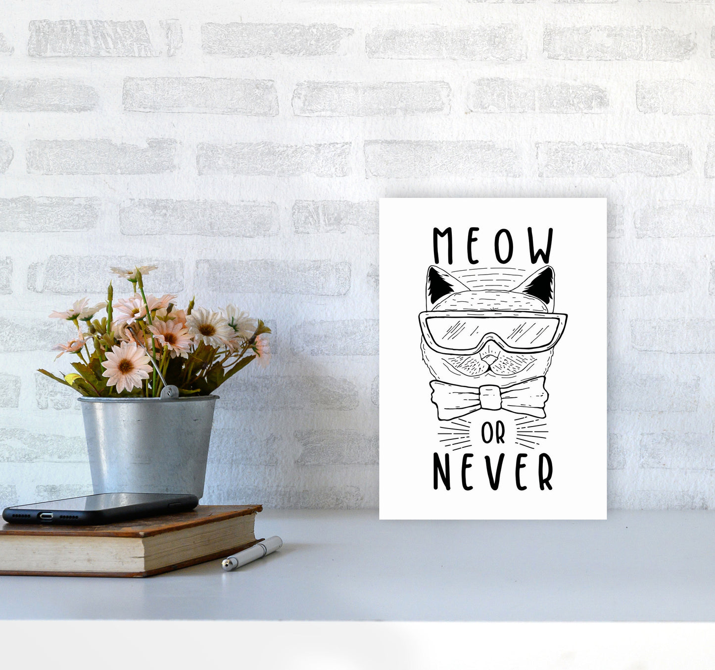 Meow Or Never Art Print by Jason Stanley A4 Black Frame