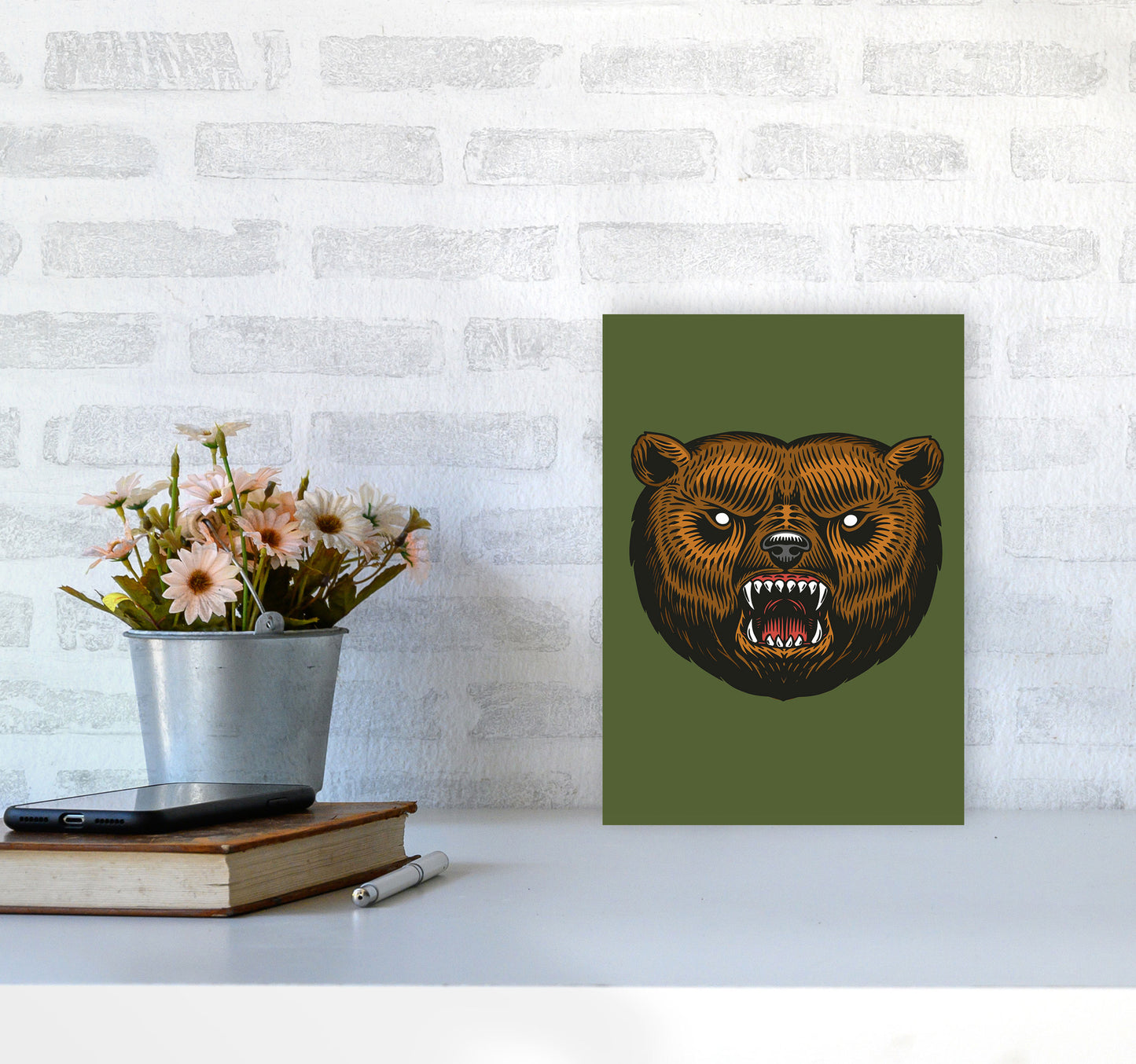 Ol Grizzly Art Print by Jason Stanley A4 Black Frame