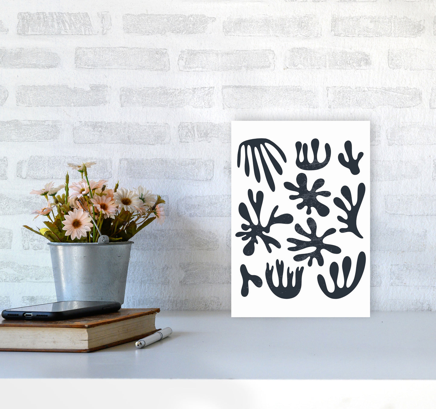 Minimal Abstract Algae I Art Print by Jason Stanley A4 Black Frame