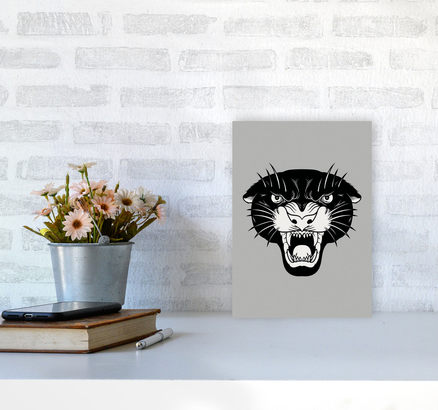 Vintage Panther Art Print by Jason Stanley A4 Black Frame