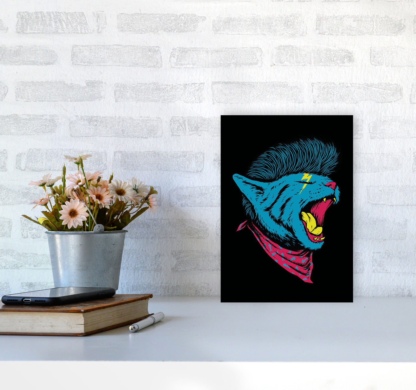 The Killer Cat Art Print by Jason Stanley A4 Black Frame