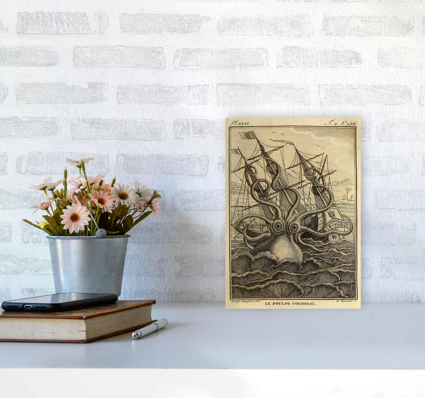 The Great Collossal Octopus Art Print by Jason Stanley A4 Black Frame