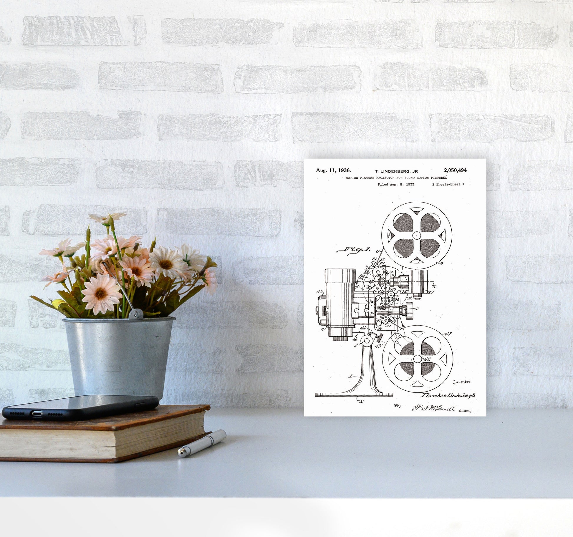 Motion Picture Projector Patent Art Print by Jason Stanley A4 Black Frame