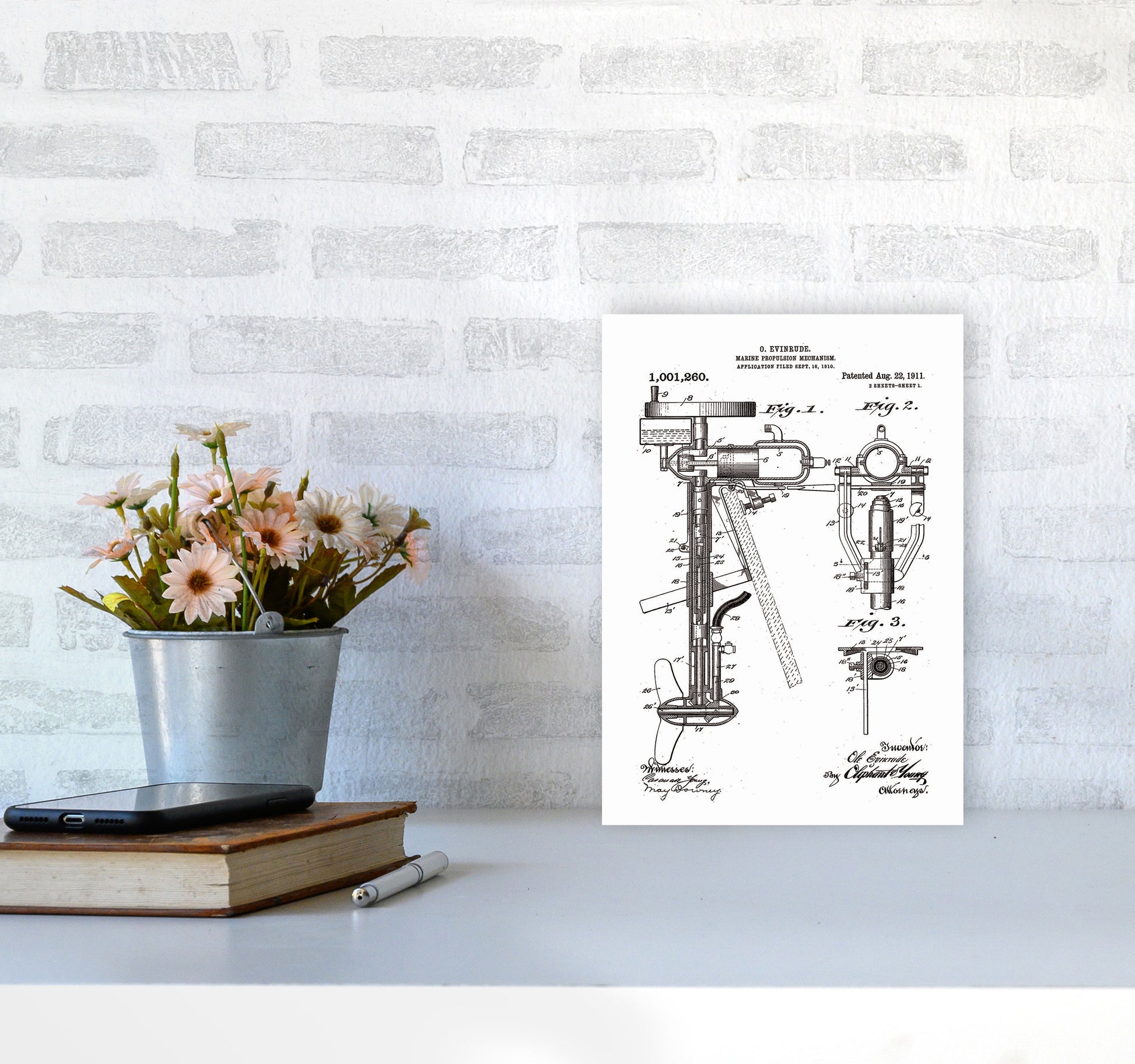 Outboard Boat Propeller Patent Art Print by Jason Stanley A4 Black Frame