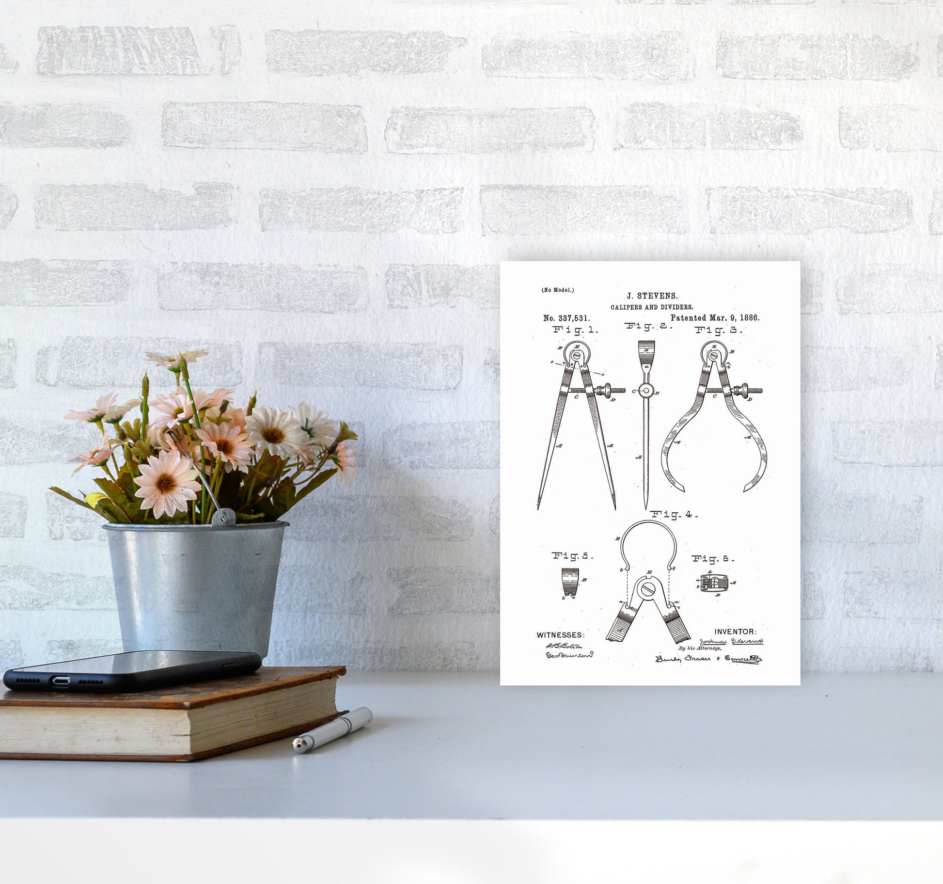 Calipers And Dividers Patent Art Print by Jason Stanley A4 Black Frame