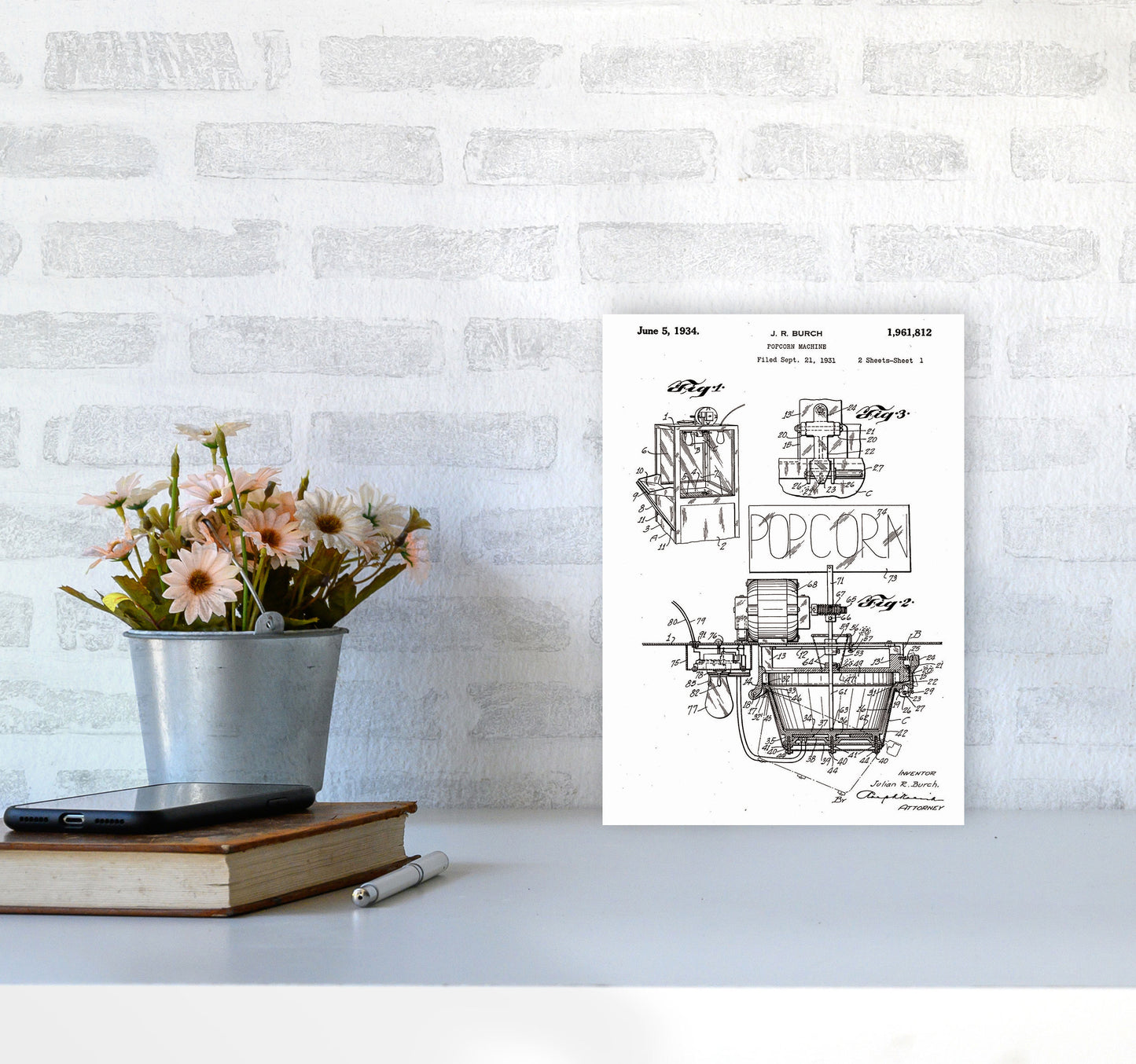 Popcorn Machine Patent 2 Art Print by Jason Stanley A4 Black Frame