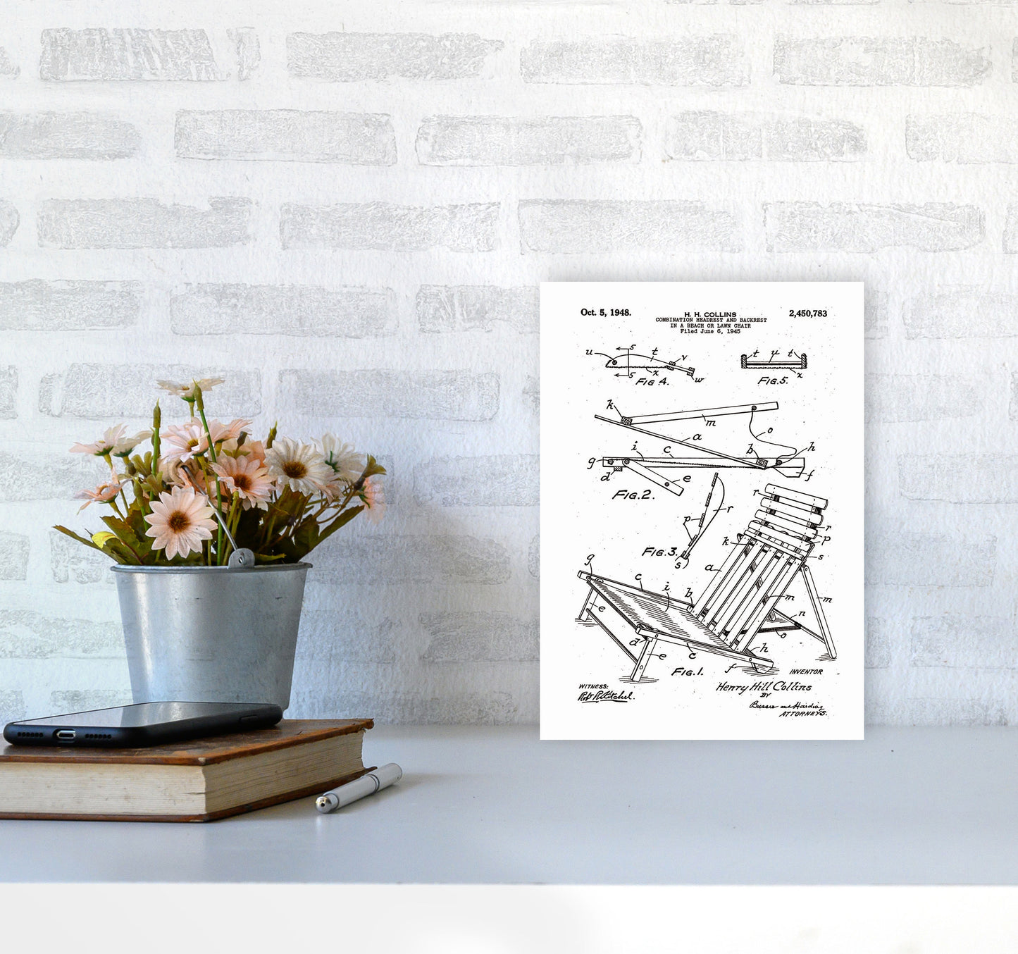 Beach Chair Patent Art Print by Jason Stanley A4 Black Frame