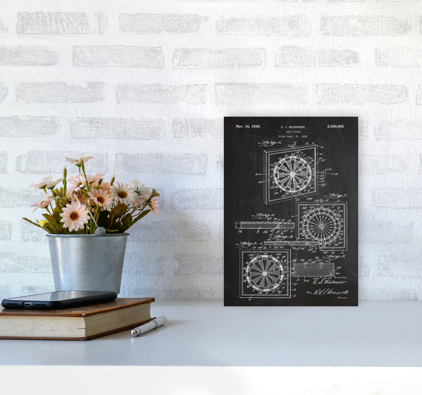 Dart Board Patent Art Print by Jason Stanley A4 Black Frame