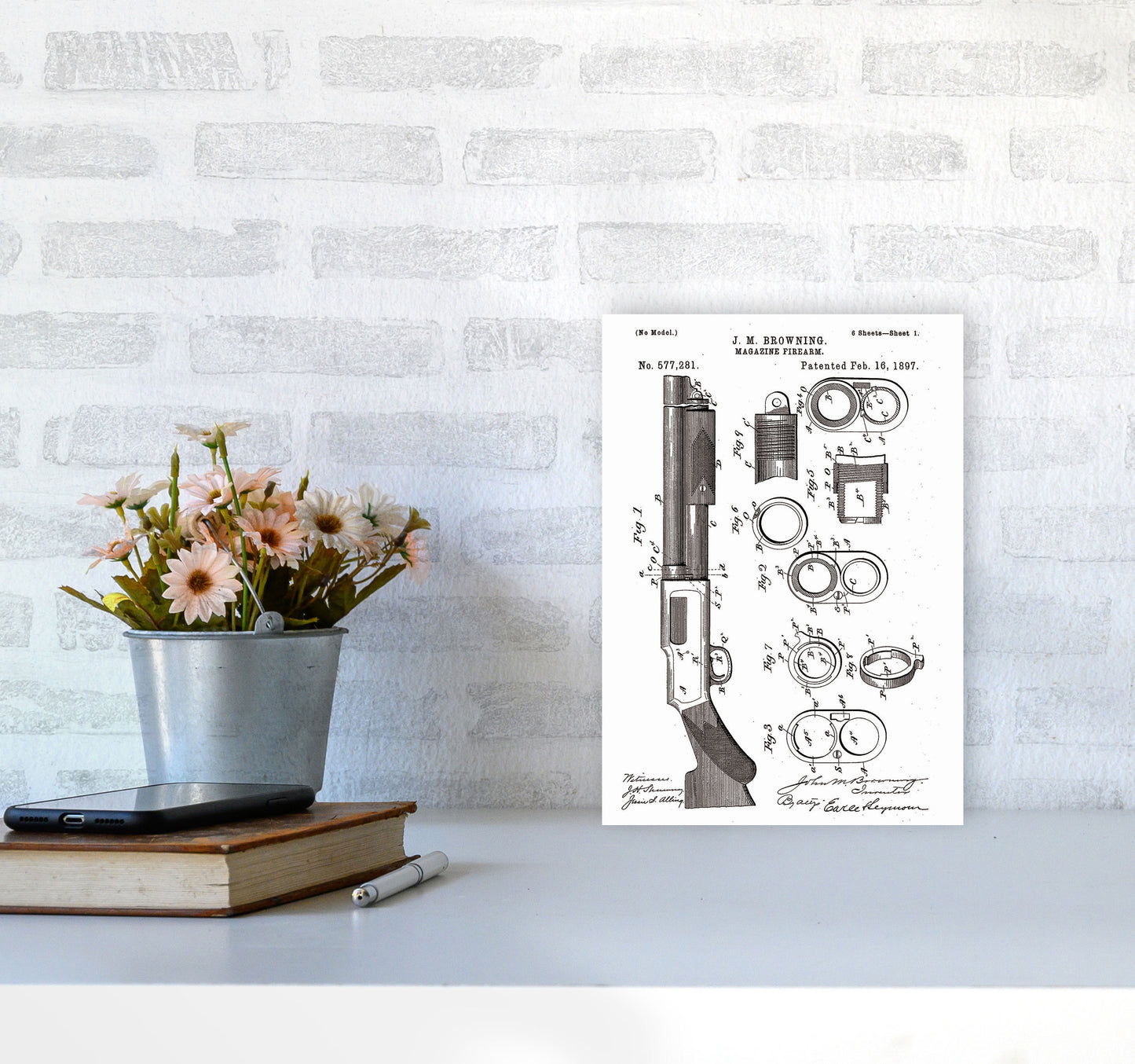 Shotgun Patent Art Print by Jason Stanley A4 Black Frame
