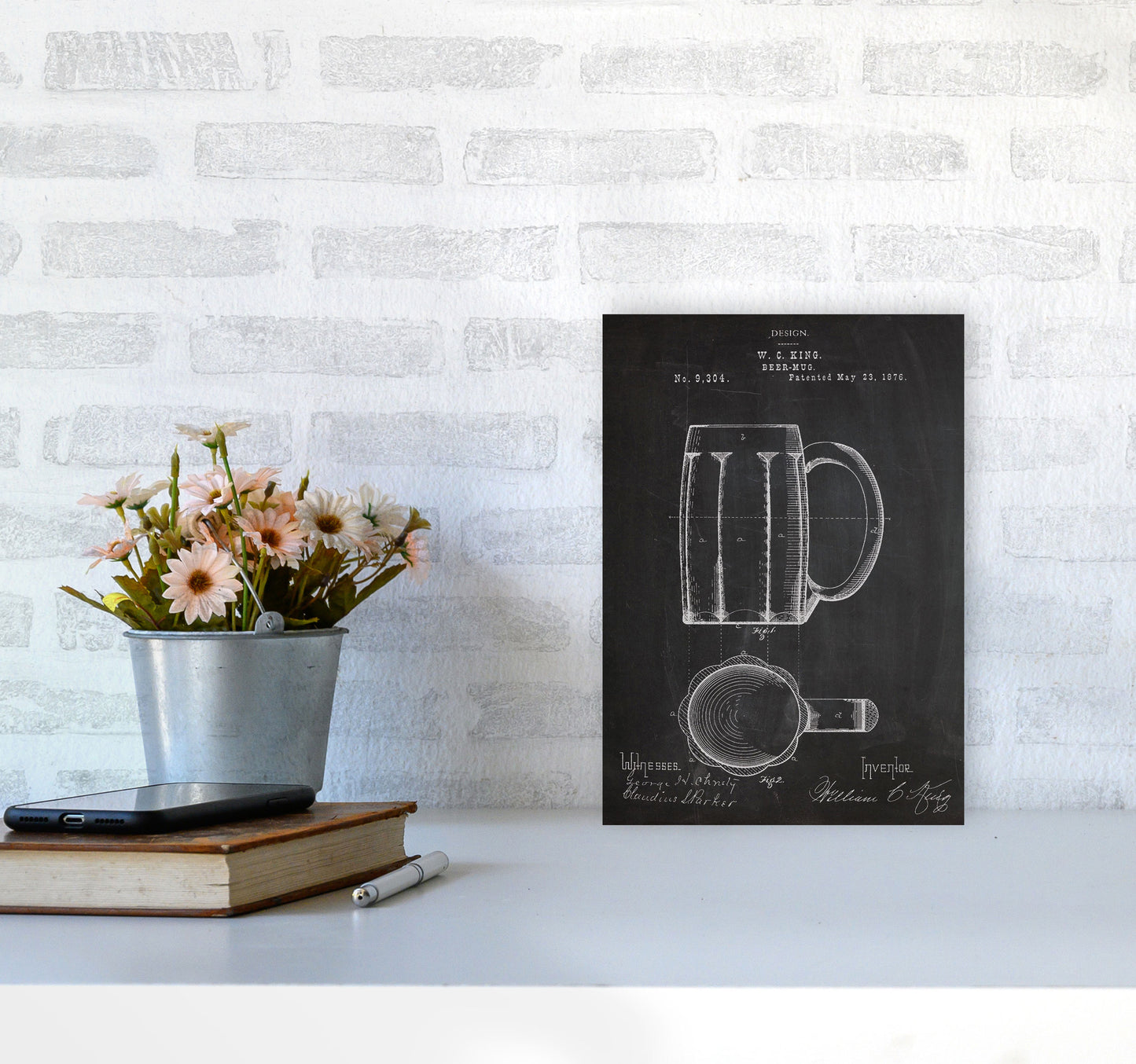 Beer Mug Patent Art Print by Jason Stanley A4 Black Frame