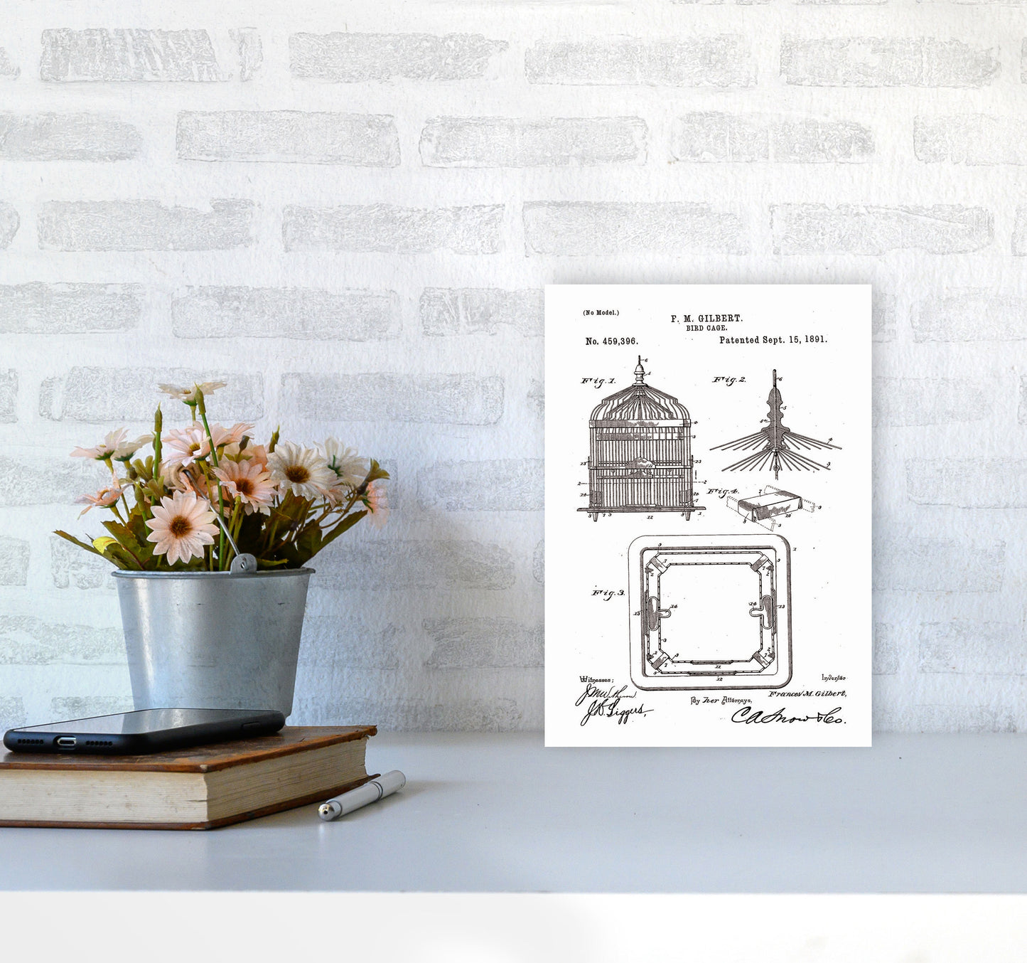 Bird Cage Patent Art Print by Jason Stanley A4 Black Frame