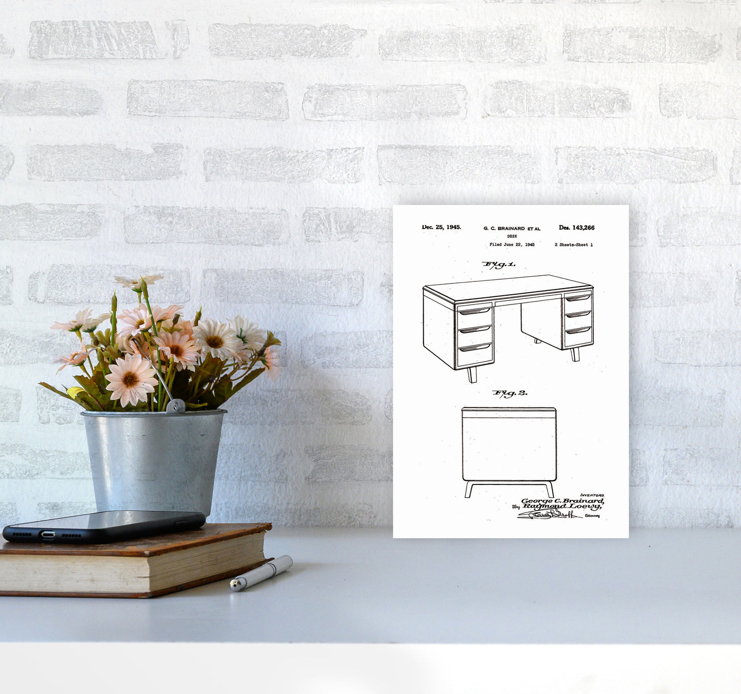 Desk Patent Art Print by Jason Stanley A4 Black Frame