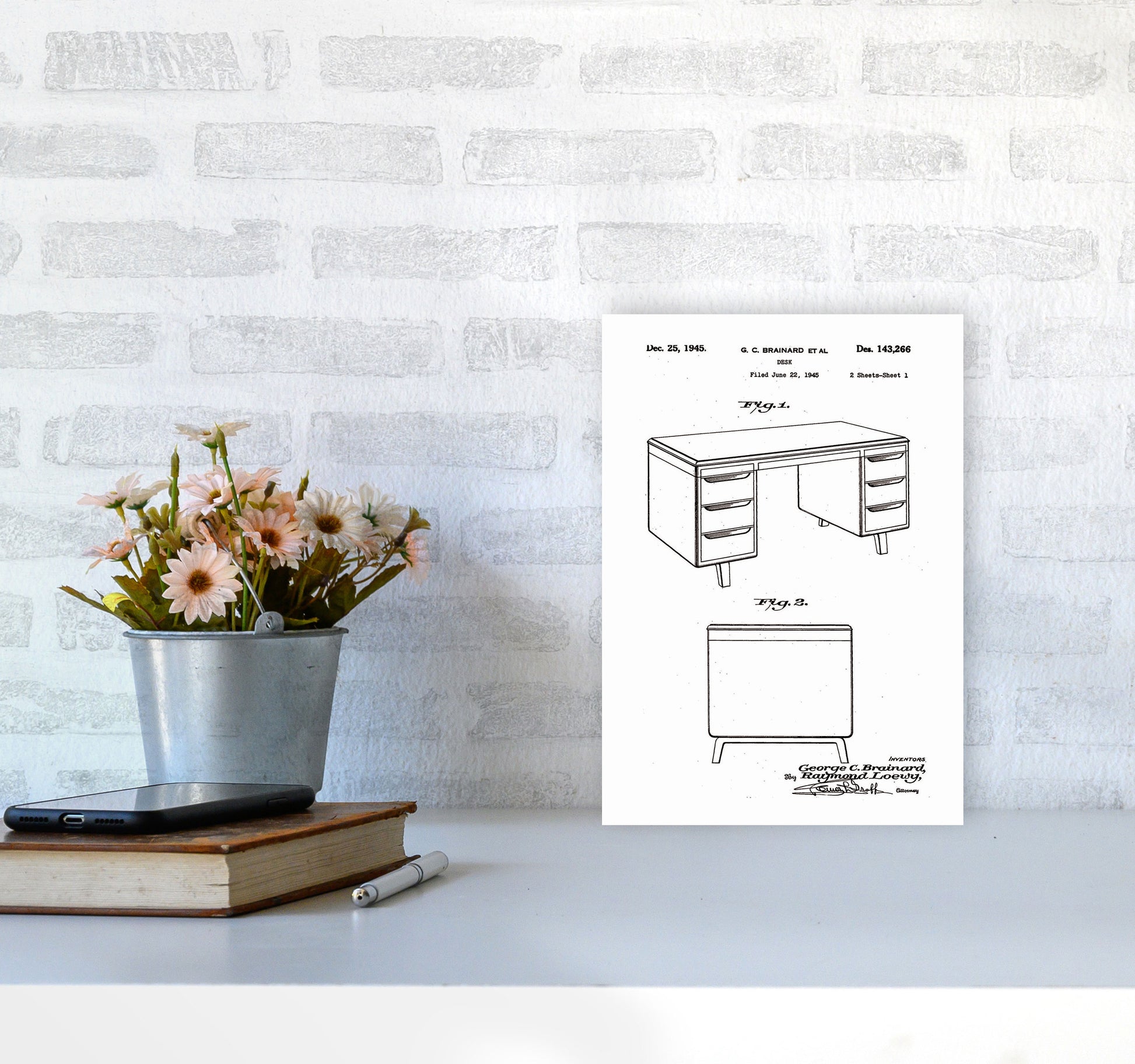 Desk Patent Art Print by Jason Stanley A4 Black Frame