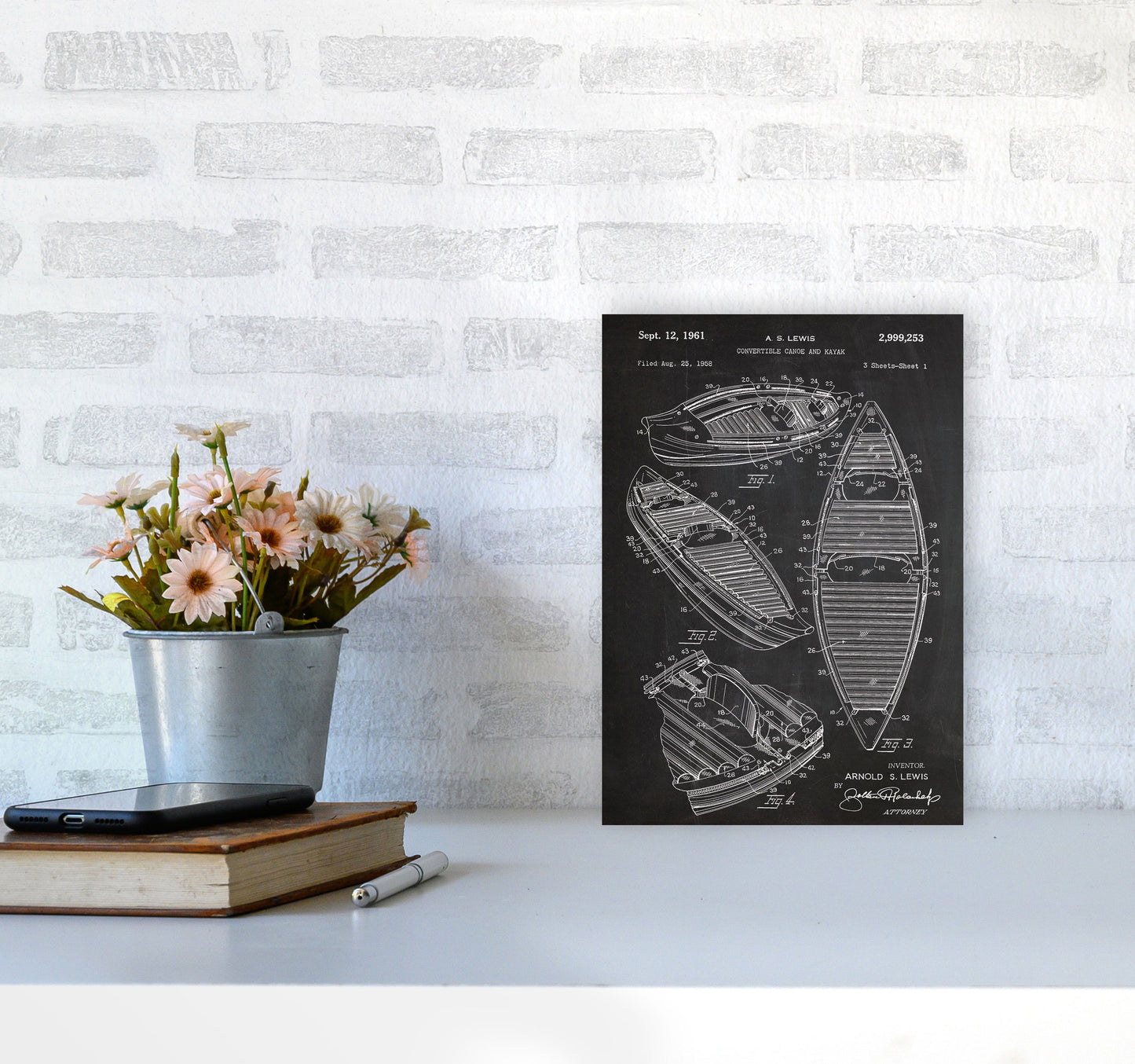 Canoe Patent Art Print by Jason Stanley A4 Black Frame