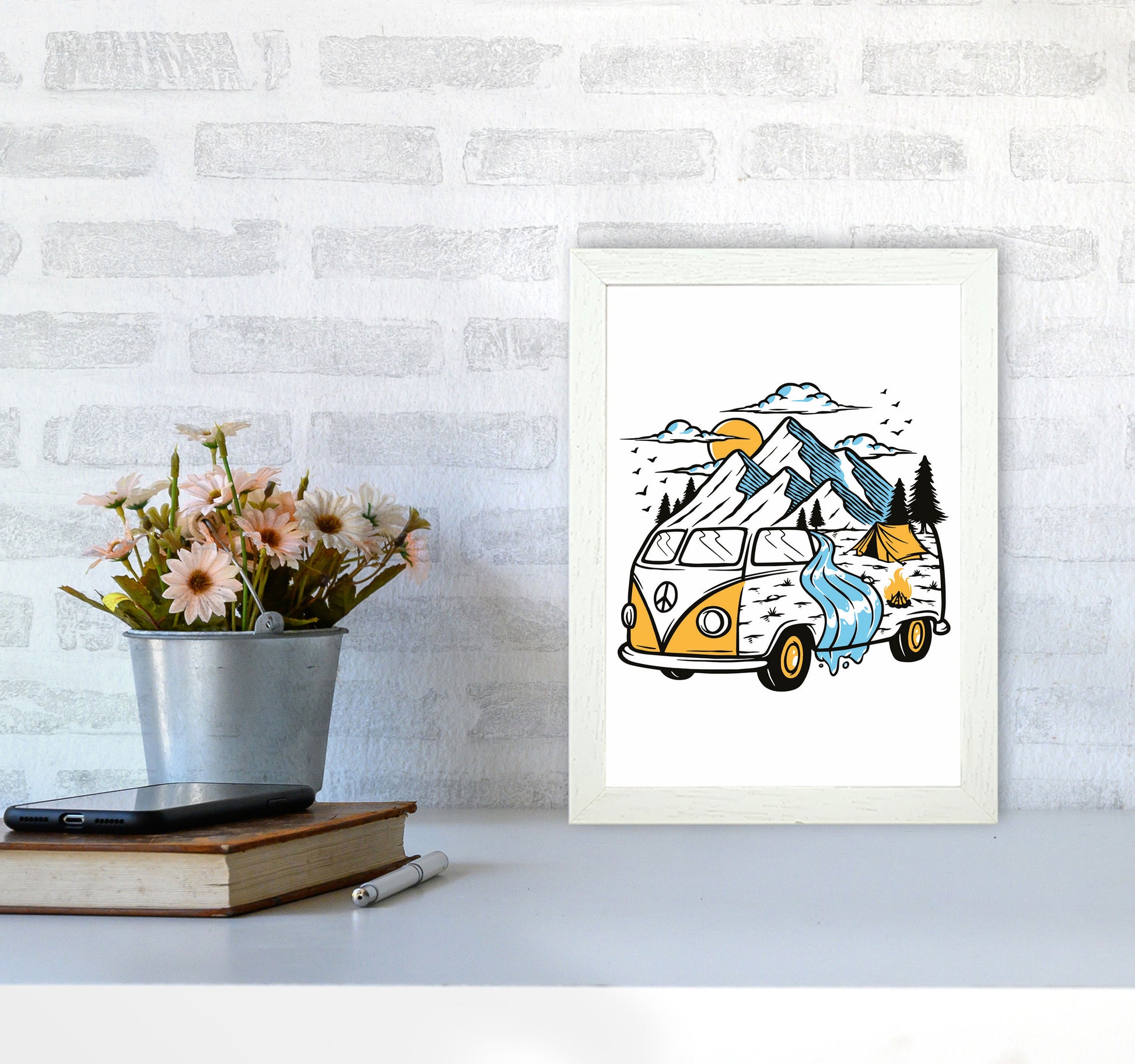 Home Is Where You Park It Art Print by Jason Stanley A4 Oak Frame