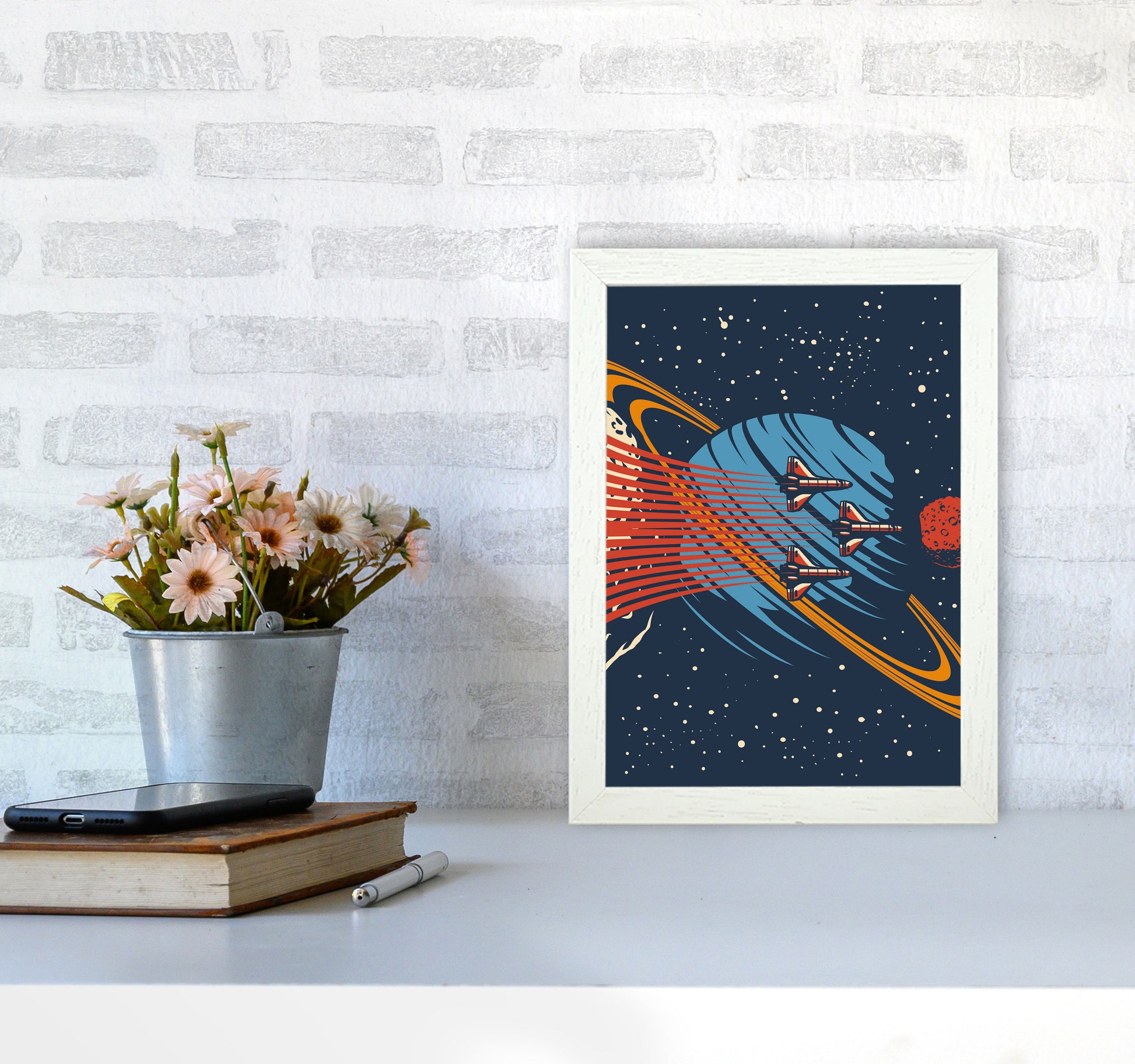 Outer Space Series - #3 Art Print by Jason Stanley A4 Oak Frame