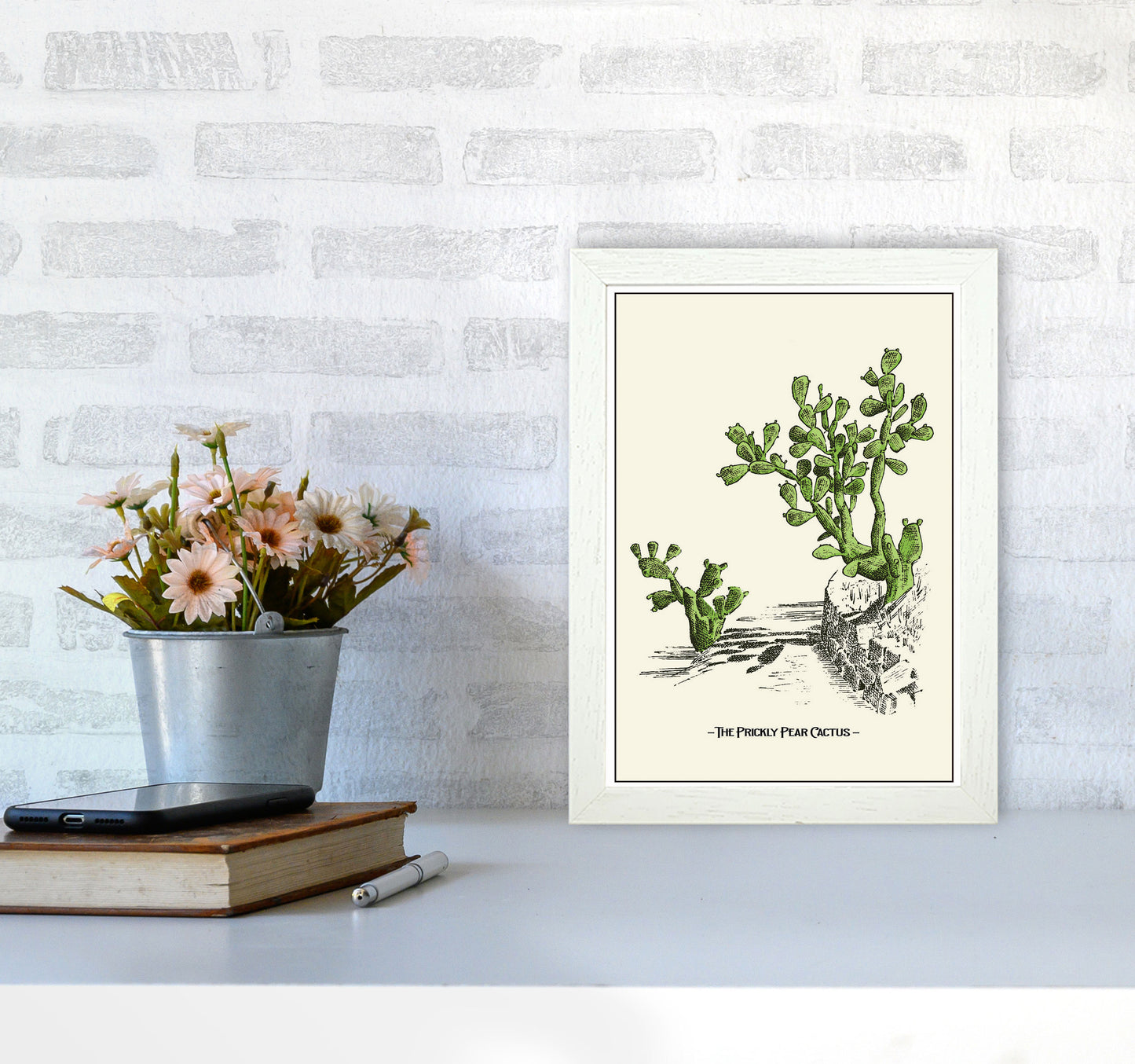 The Prickly Pear Cactus Art Print by Jason Stanley A4 Oak Frame