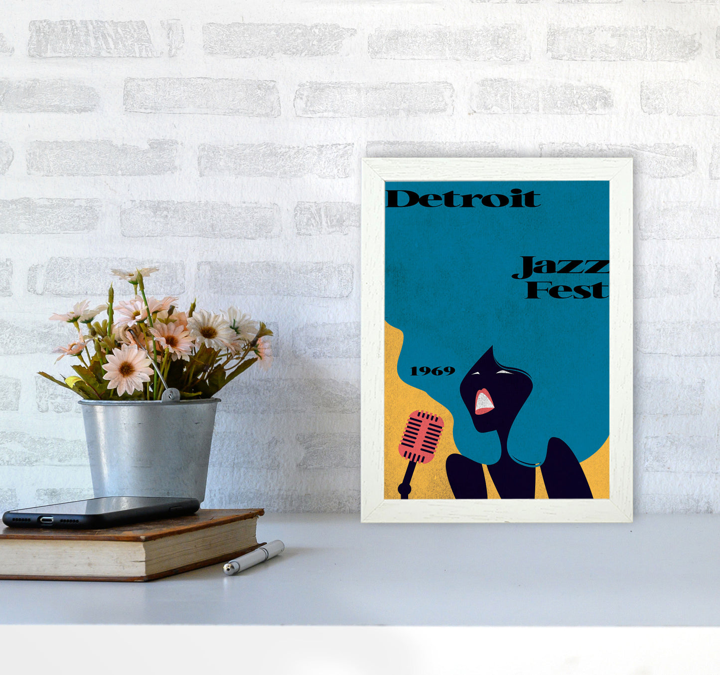 Detroit Jazz Fest 1969 Art Print by Jason Stanley A4 Oak Frame
