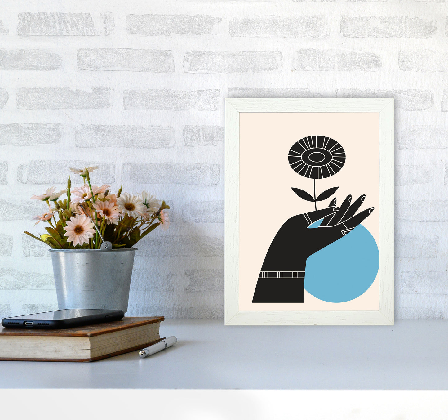 Abstract Hand III Art Print by Jason Stanley A4 Oak Frame