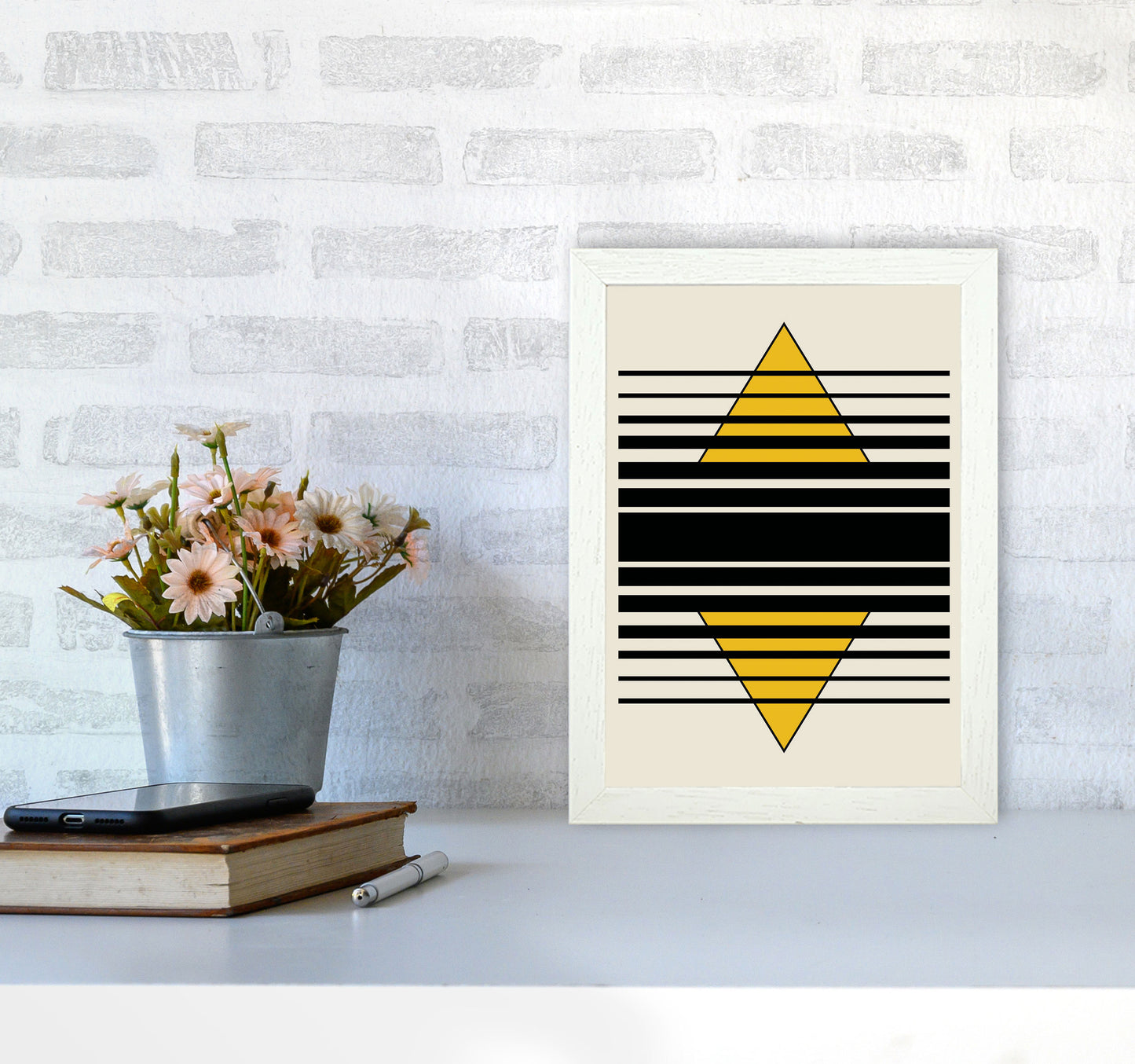 Geometric Pyramid Art Print by Jason Stanley A4 Oak Frame