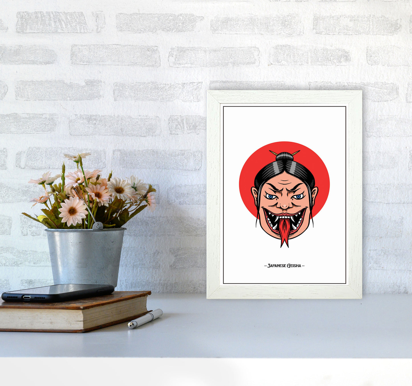 Japanese Geisha Art Print by Jason Stanley A4 Oak Frame
