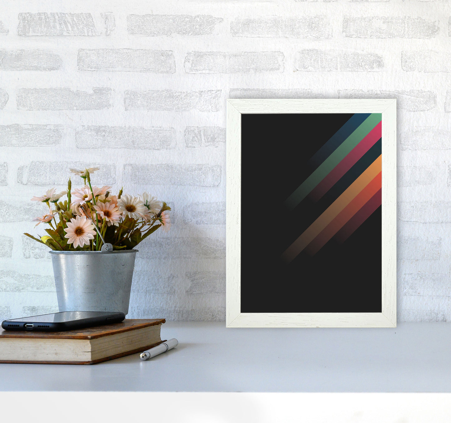 Faded Stripes 2 Art Print by Jason Stanley A4 Oak Frame