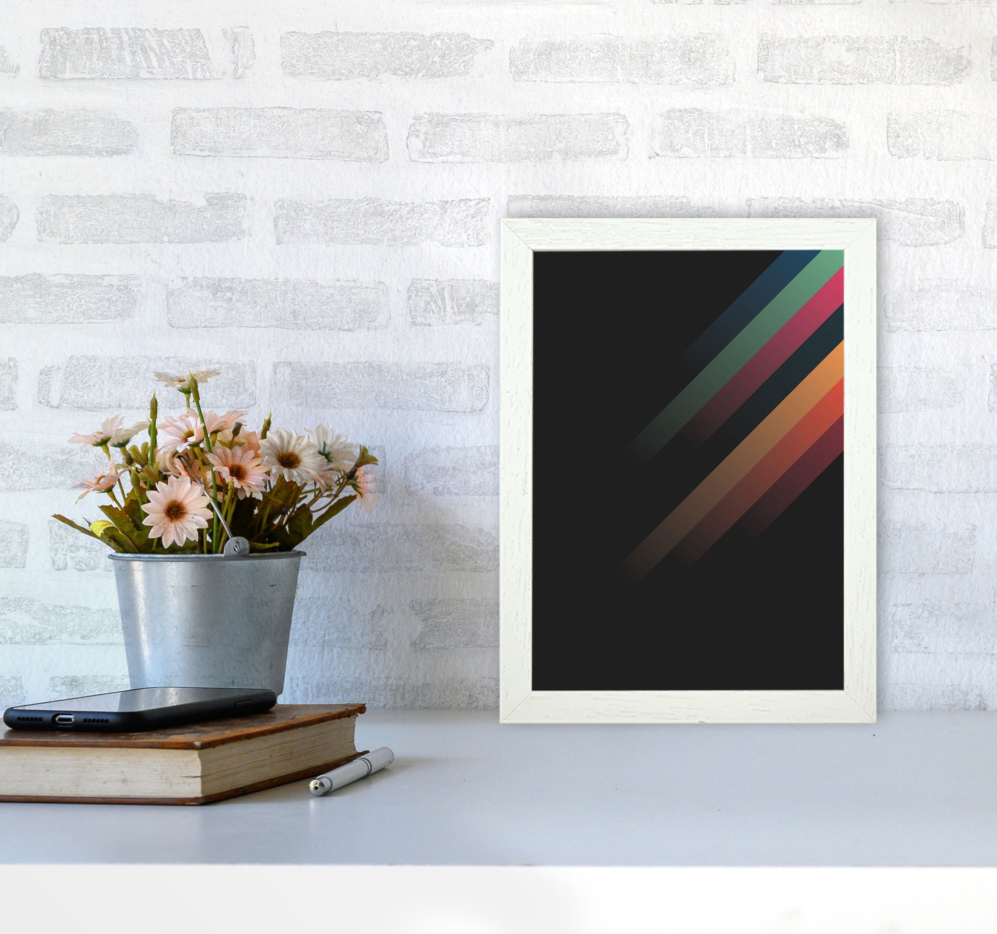 Faded Stripes 2 Art Print by Jason Stanley A4 Oak Frame
