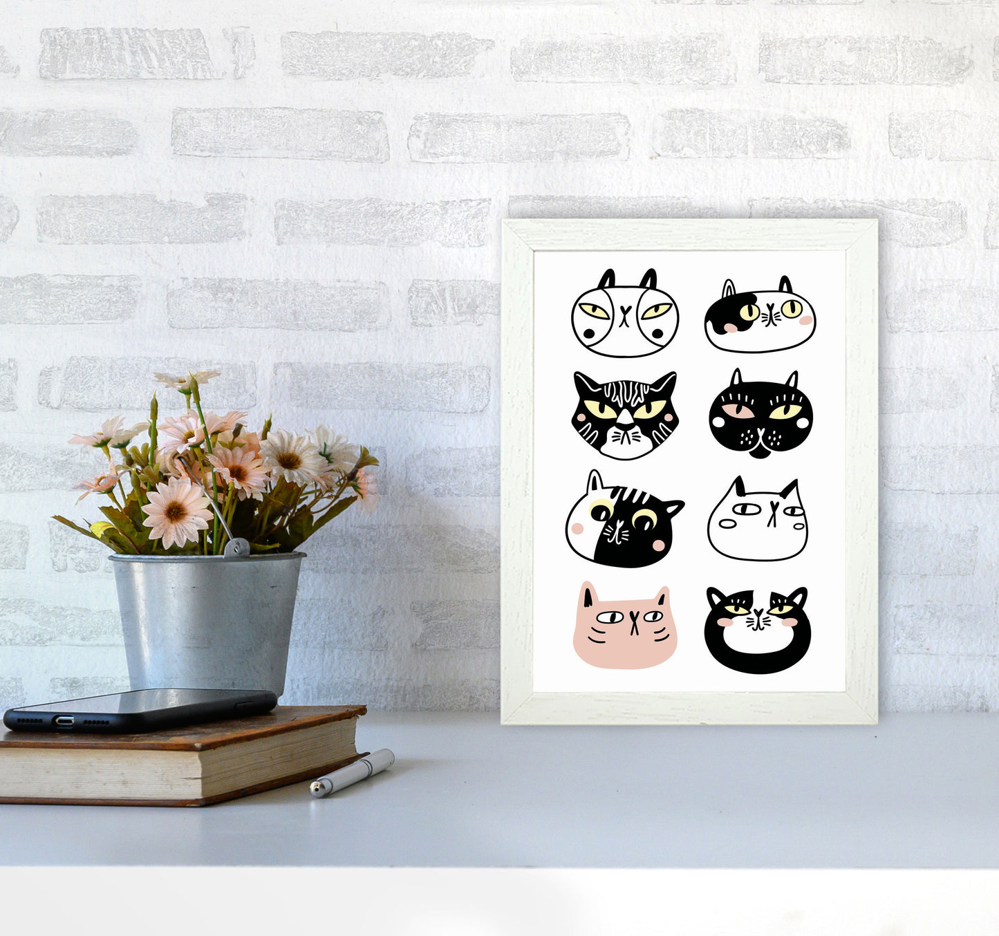 Crazy Cat Lady Art Print by Jason Stanley A4 Oak Frame