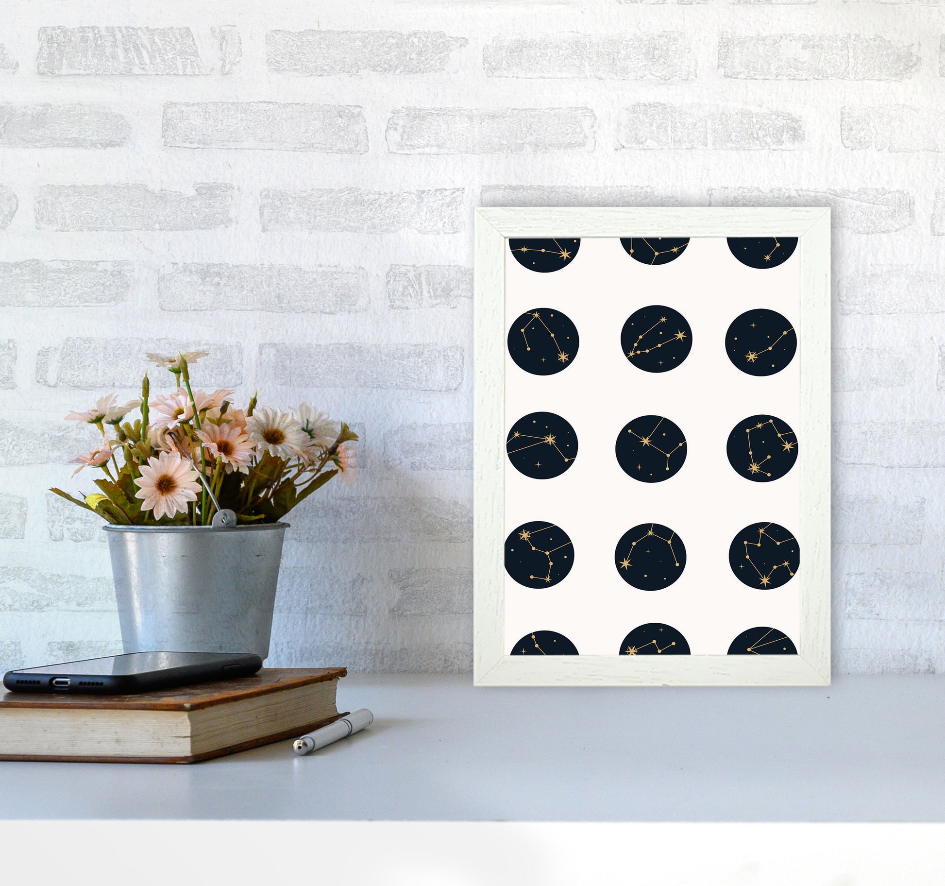 Constellations Art Print by Jason Stanley A4 Oak Frame